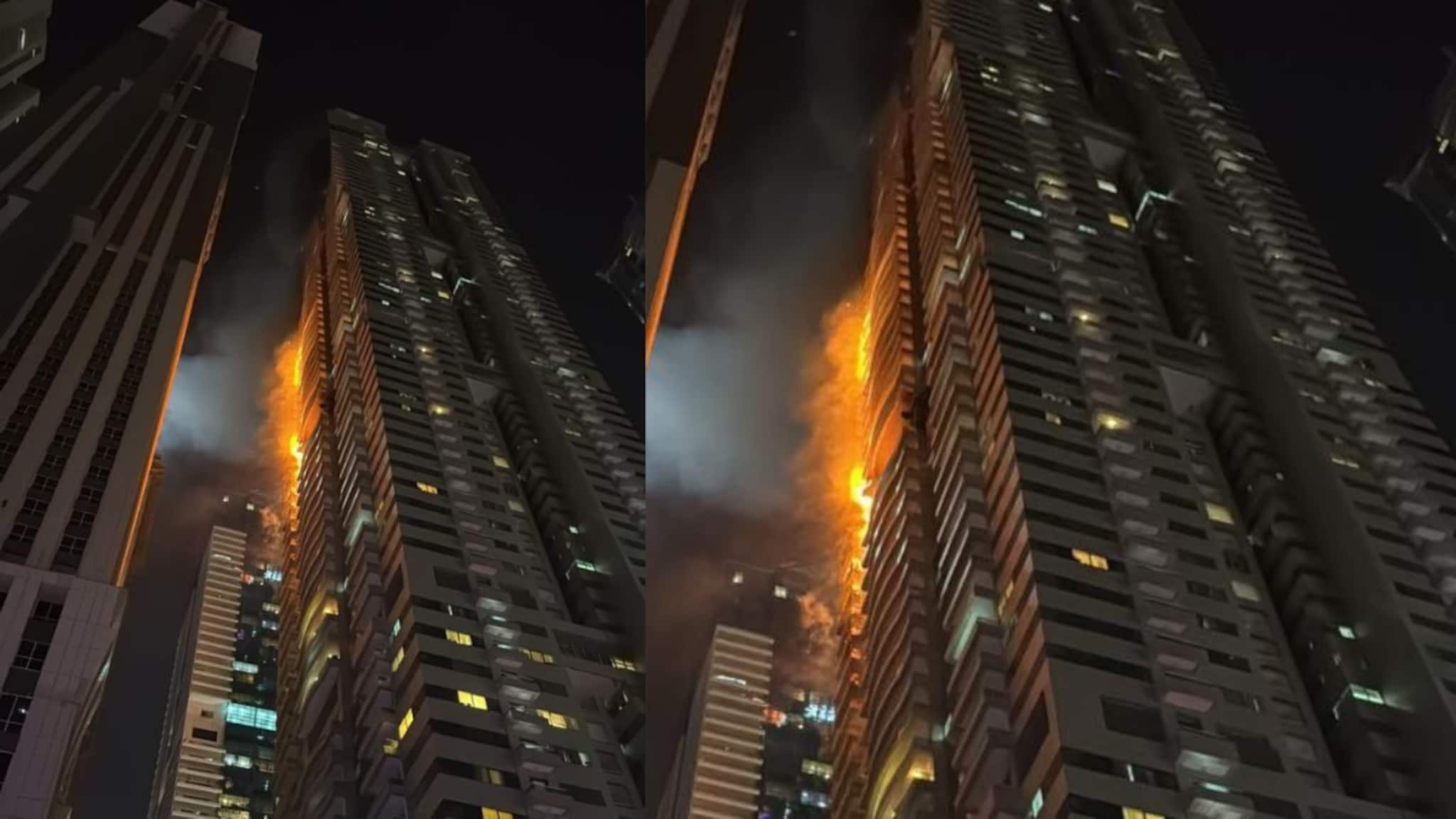 67 നിലകളുള്ള ദുബായ് മറീന കെട്ടിടത്തില്‌‍‍ വൻ തീപിടിത്തം; ഒഴിപ്പിച്ചത് 3820 പേരെ