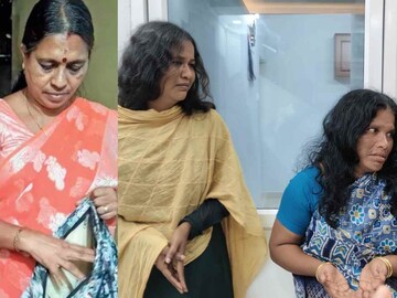 ജലജ സുരേഷ് (ഇടത്), പിടിയിലായ മോഷ്ടാക്കൾ 
