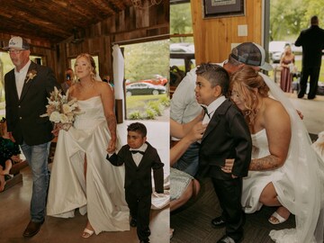 Kasi Wilson with her father and Salih who carrying her late son heart