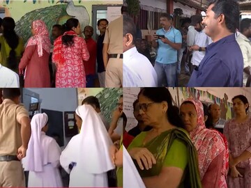 നിലമ്പൂരിൽ വോട്ട് ചെയ്യാനെത്തിയവർ
