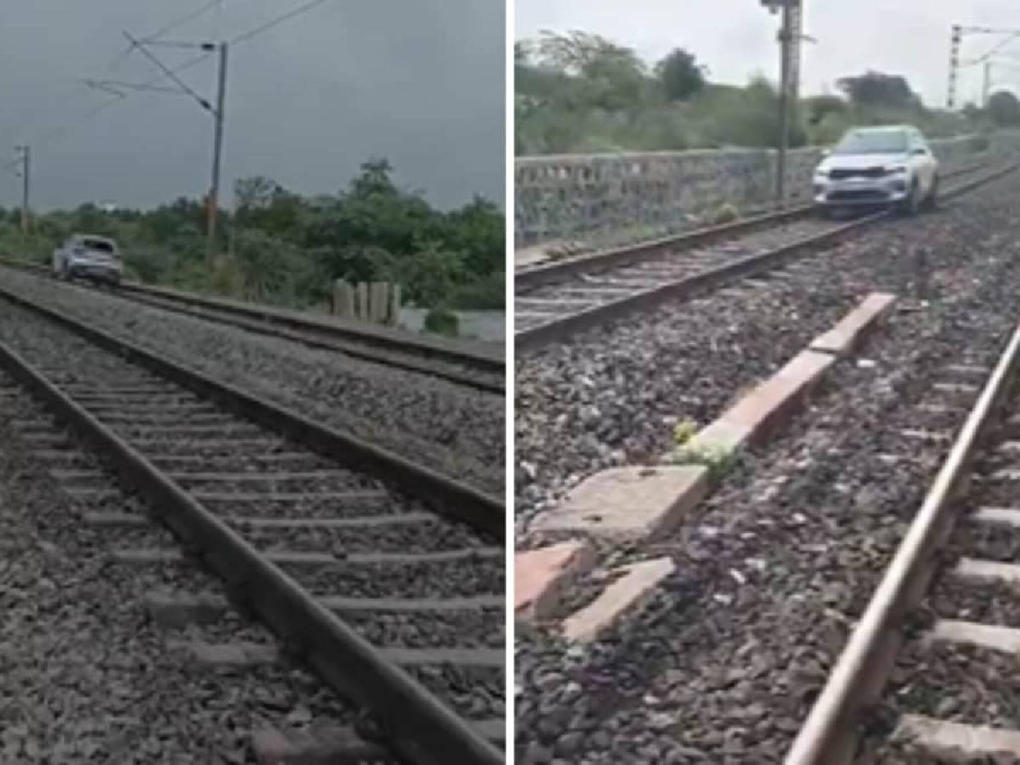 മദ്യലഹരിയിൽ റെയിൽവേ ട്രാക്കിലൂടെ കാറോടിച്ച് യുവതി; ട്രെയിൻ ഗതാഗതം തടസപ്പെട്ടു