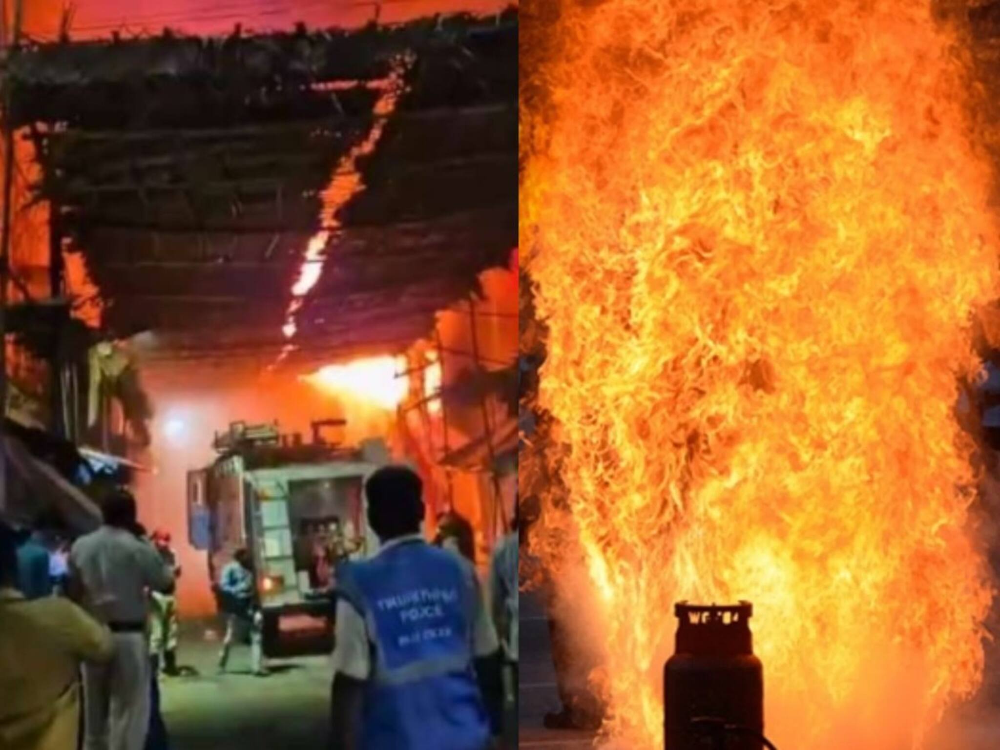 തിരുപ്പൂരിൽ 9 ഗ്യാസ് സിലണ്ടറുകൾ പൊട്ടിത്തെറിച്ചു; 42 വീടുകൾ കത്തി നശിച്ചു, വൻ തീപിടുത്തം