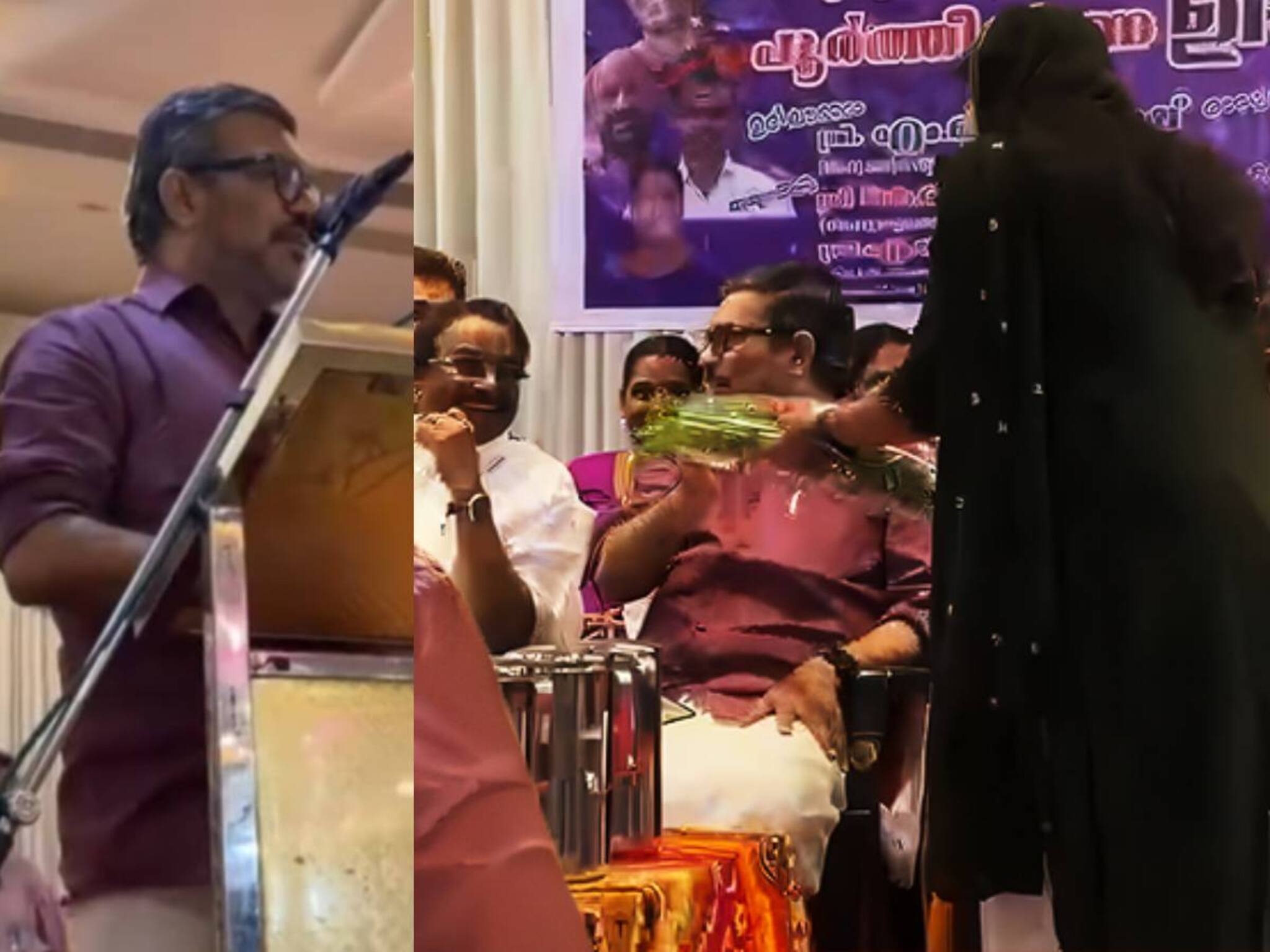 പൊതുപരിപാടിയില്‍ പ്ലാസ്റ്റിക്കിൽ പൊതിഞ്ഞ ബൊക്കെ സ്വീകരിക്കാതെ മന്ത്രി രാജേഷ്; 10000 രൂപ പിഴ അടയ്ക്കേണ്ട സംഭവമെന്ന് മുന്നറിയിപ്പ്