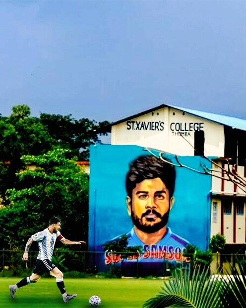  രാജസ്ഥാൻ റോയൽസിന്റെ ക്യാപ്റ്റനും മലയാളിയുമായ സഞ്ജു സാംസണിന്റെ ചിത്രവും മെസിയുടെ ചിത്രത്തിന് പശ്ചാത്തലമൊരുക്കുന്നുണ്ട്. നിരവധി മലയാളികളാണ് പോസ്റ്റിന് താഴെ കമന്റുമായി എത്തിയിരിക്കുന്നത്.