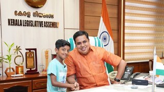 സ്പീക്കർ ഷംസീറിനൊപ്പം അഹാൻ