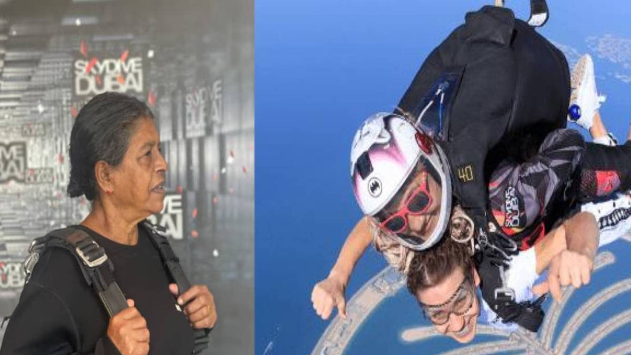 71 വയസ്സായാൽ എന്താ? ദുബായിൽ ഇടുക്കിക്കാരി ലീലചേച്ചിയുടെ ഉഗ്രൻ സ്‌കൈ ഡൈവിങ്!