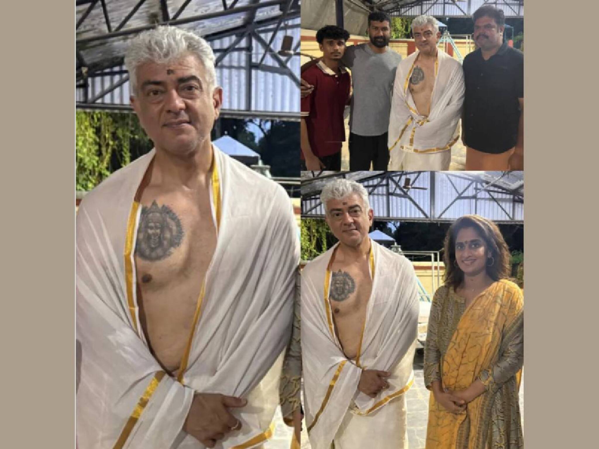 ശാലിനിക്കും മകനുമൊപ്പം അജിത് പാലക്കാട്ടെ കുടുംബക്ഷേത്രത്തിൽ; നെഞ്ചിലെ ടാറ്റു വെളിപ്പെടുത്തി നടൻ