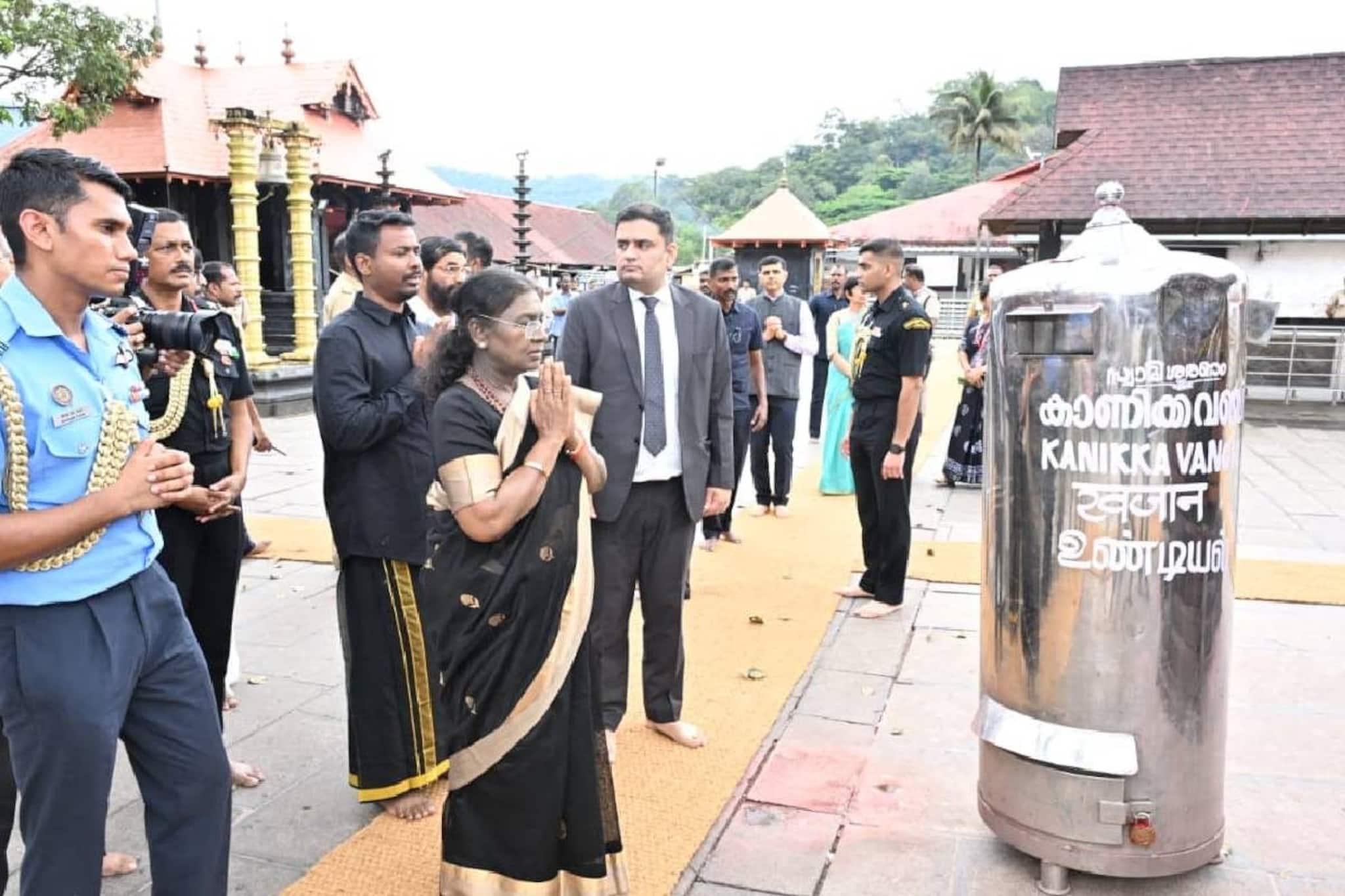 Droupadi Murmu| ചരിത്രം കുറിച്ച് രാഷ്‌ട്രപതി ദ്രൗപതി മുർമുവിന്റെ ശബരിമല അയ്യപ്പദർശനം; രാഷ്ട്രപതിയുടെ ദർശനം ചിത്രങ്ങളിലൂടെ