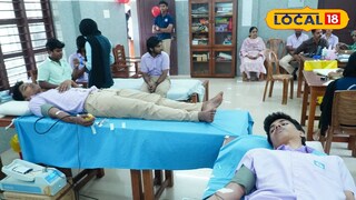 രക്തദാനം നടത്തുന്ന വിദ്യാർത്ഥികൾ