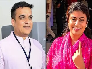 ഹർഷ് സംഘവി (ഇടത്) റിവാബ ജഡേജ (വലത്). (പിടിഐ)