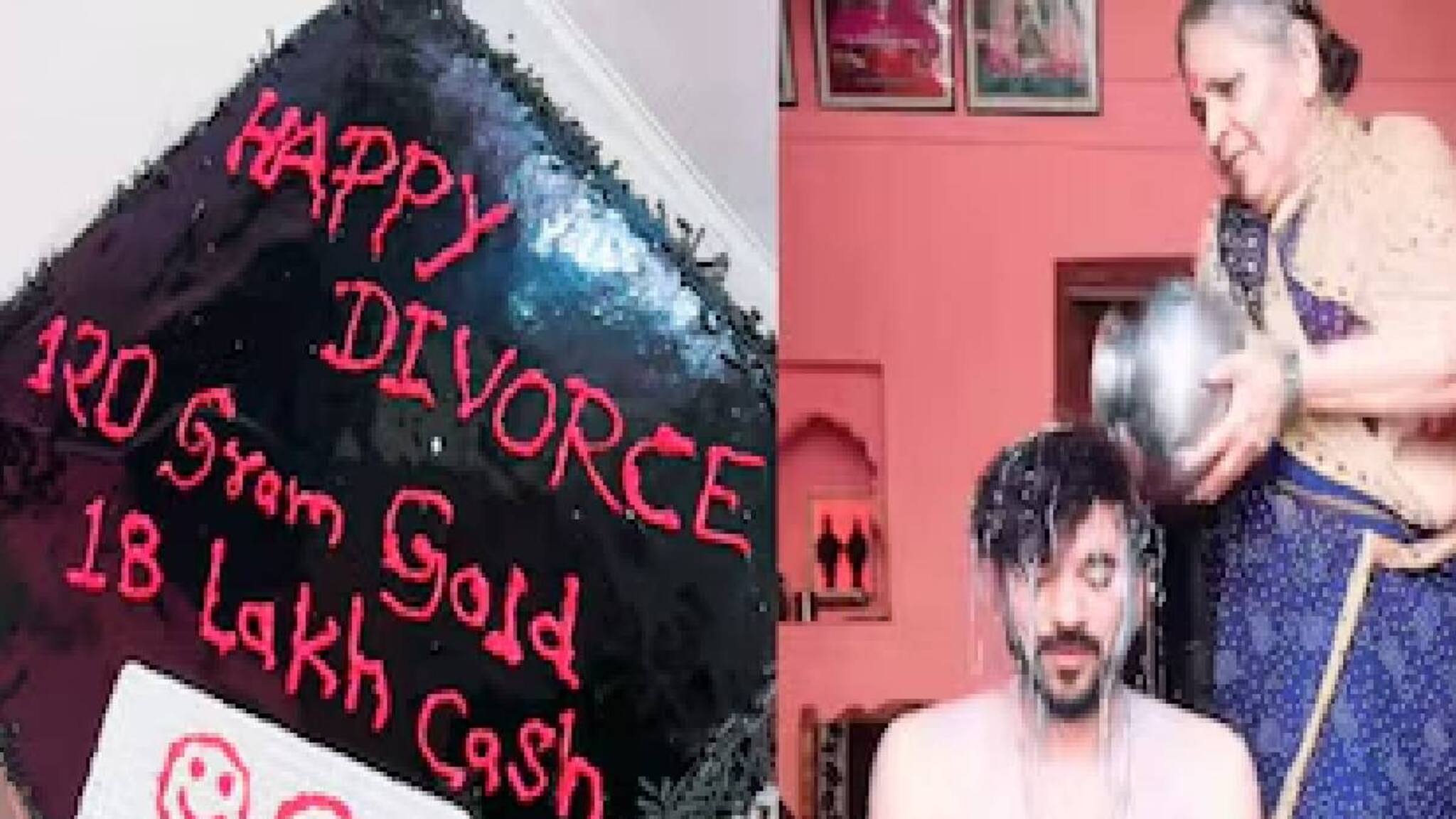 വിവാഹമോചിതനായ മകനെ പാലില്‍ കുളിപ്പിച്ച് ശുദ്ധി വരുത്തി അമ്മ; കേക്ക് മുറിച്ച് ആഘോഷം