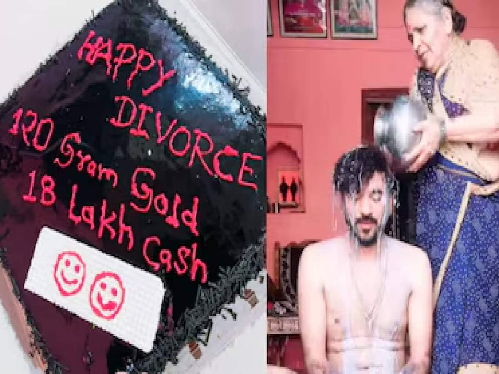 വിവാഹമോചിതനായ മകനെ പാലില്‍ കുളിപ്പിച്ച് ശുദ്ധി വരുത്തി അമ്മ; കേക്ക് മുറിച്ച് ആഘോഷം