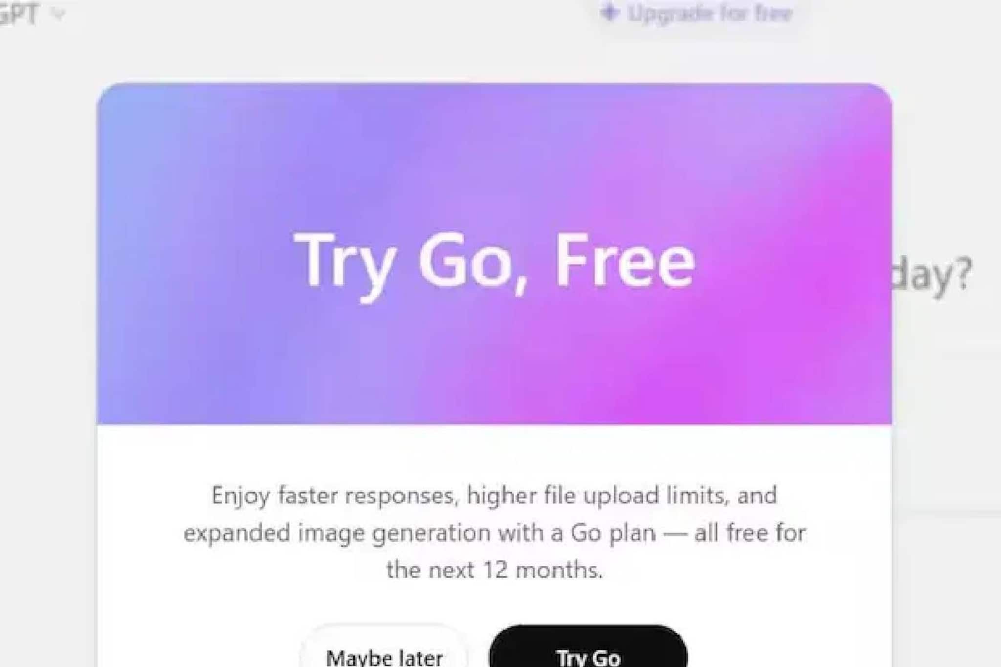 ഇന്ത്യയിൽ 'ചാറ്റ് ജിപിടി ഗോ' ഒരു വർഷത്തേക്ക് സൗജന്യം; വമ്പൻ പ്രഖ്യാപനവുമായി ഓപ്പൺ എഐ ഇന്ത്യയിൽ 'ചാറ്റ് ജിപിടി ഗോ' ഒരു വർഷത്തേക്ക് സൗജന്യം; വമ്പൻ പ്രഖ്യാപനവുമായി ഓപ്പൺ എഐ