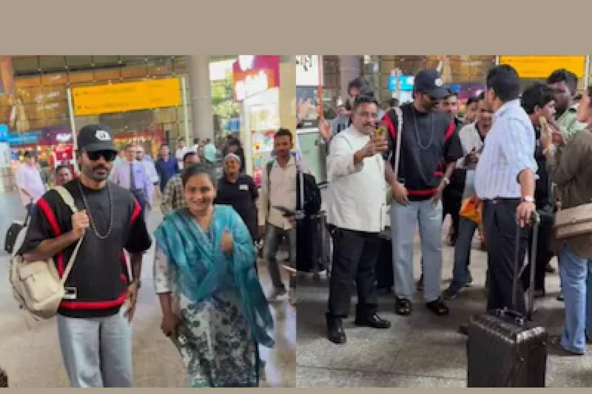 എയർപോർട്ടിൽ ഫാൻസിനൊപ്പം സെൽഫി, പൊന്നാടയണിയിക്കൽ; ധനുഷിന്റെ വീഡിയോ വൈറൽ