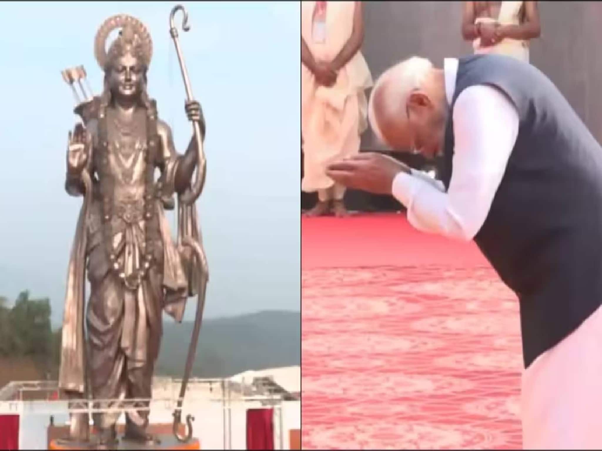 ലോകത്തിലെ ഏറ്റവും ഉയരം കൂടിയ ശ്രീരാമ പ്രതിമ പ്രധാനമന്ത്രി മോദി അനാച്ഛാദനം ചെയ്തു