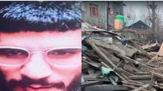 ഡോ. ഉമർ നബി (ഇടത്) പുൽവാമയിൽ പൊളിച്ചുമാറ്റപ്പെട്ട വീടിന്റെ അവശിഷ്ടങ്ങളുടെ ചിത്രം (വലത്)