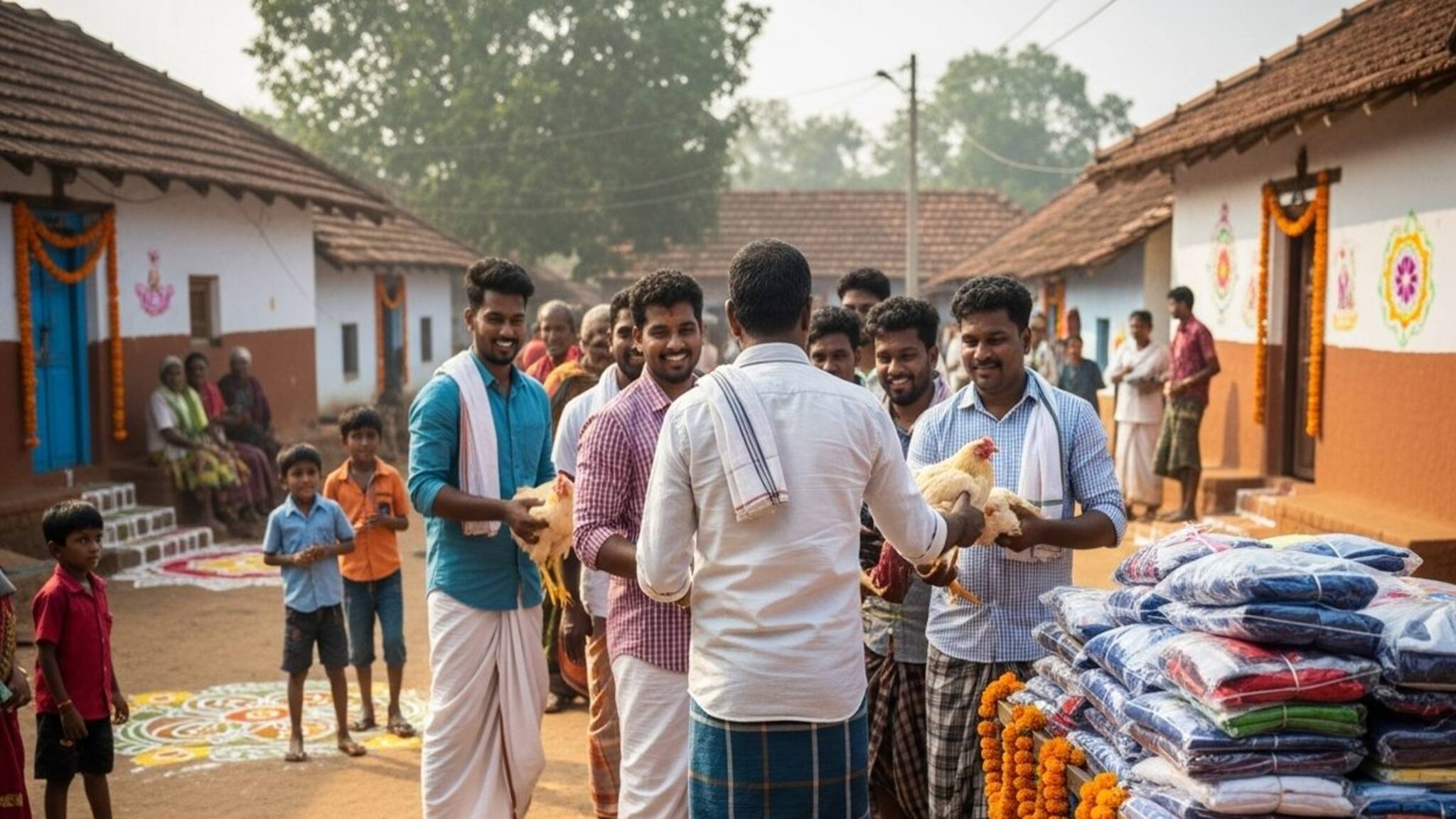 കള്ളുകുടി നിർത്തിയ സന്തോഷം ആഘോഷിച്ചത് നാട്ടുകാർക്ക് കോഴികളെ കൊടുത്ത്