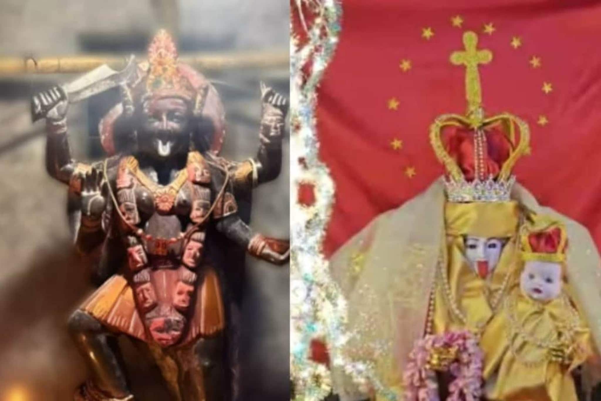 മുംബൈ ക്ഷേത്രത്തിലെ കാളീ പ്രതിമയെ കന്യാമറിയത്തെപ്പോലെ വേഷം ധരിപ്പിക്കാൻ ദേവി നിർദേശിച്ചതായി പൂജാരി