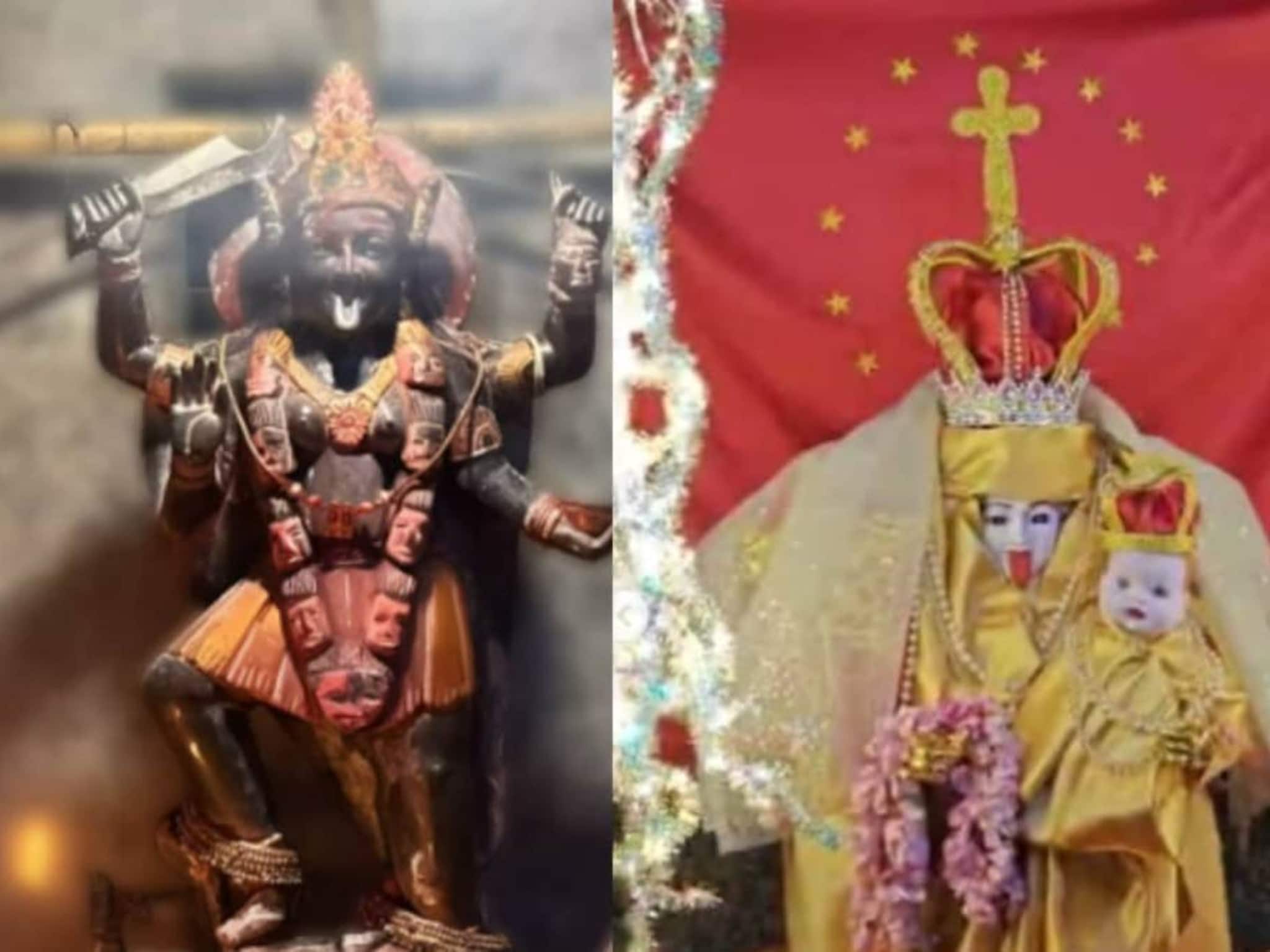 മുംബൈ ക്ഷേത്രത്തിലെ കാളീ പ്രതിമയെ കന്യാമറിയത്തെപ്പോലെ വേഷം ധരിപ്പിക്കാൻ ദേവി നിർദേശിച്ചതായി പൂജാരി
