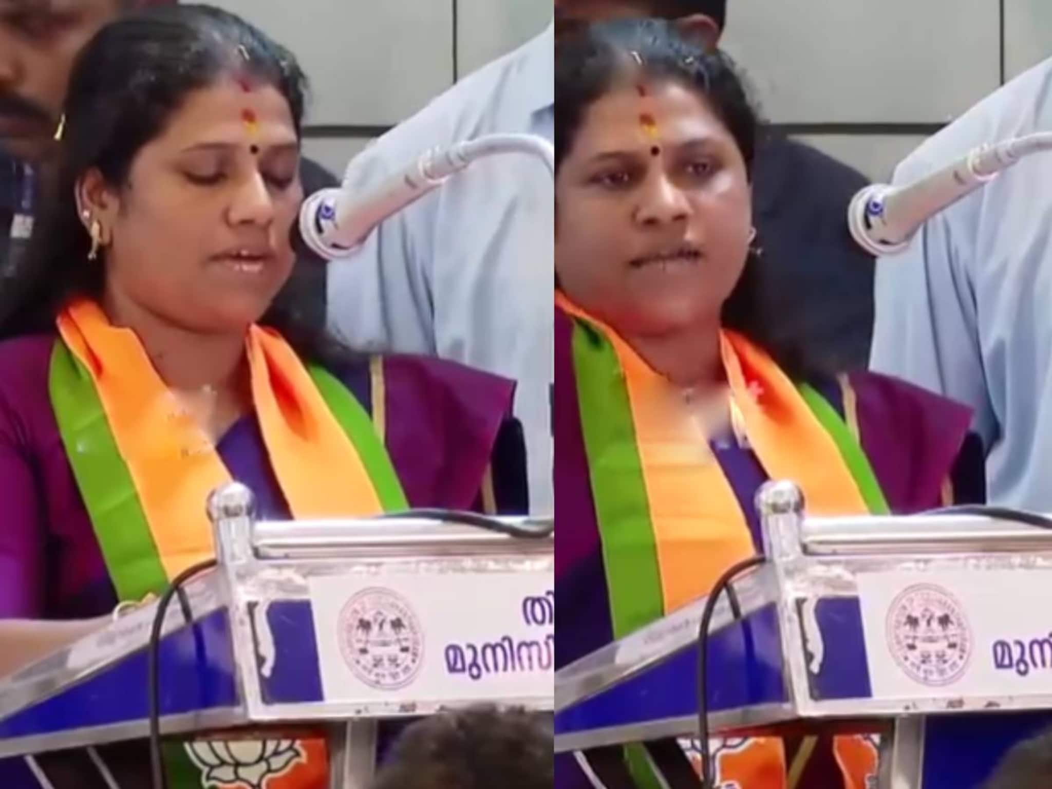 അയ്യപ്പനാമത്തിൽ സത്യപ്രതിജ്ഞ ചെയ്ത് കടകംപള്ളി വാർഡിലെ ബിജെപി കൗൺസിലർ