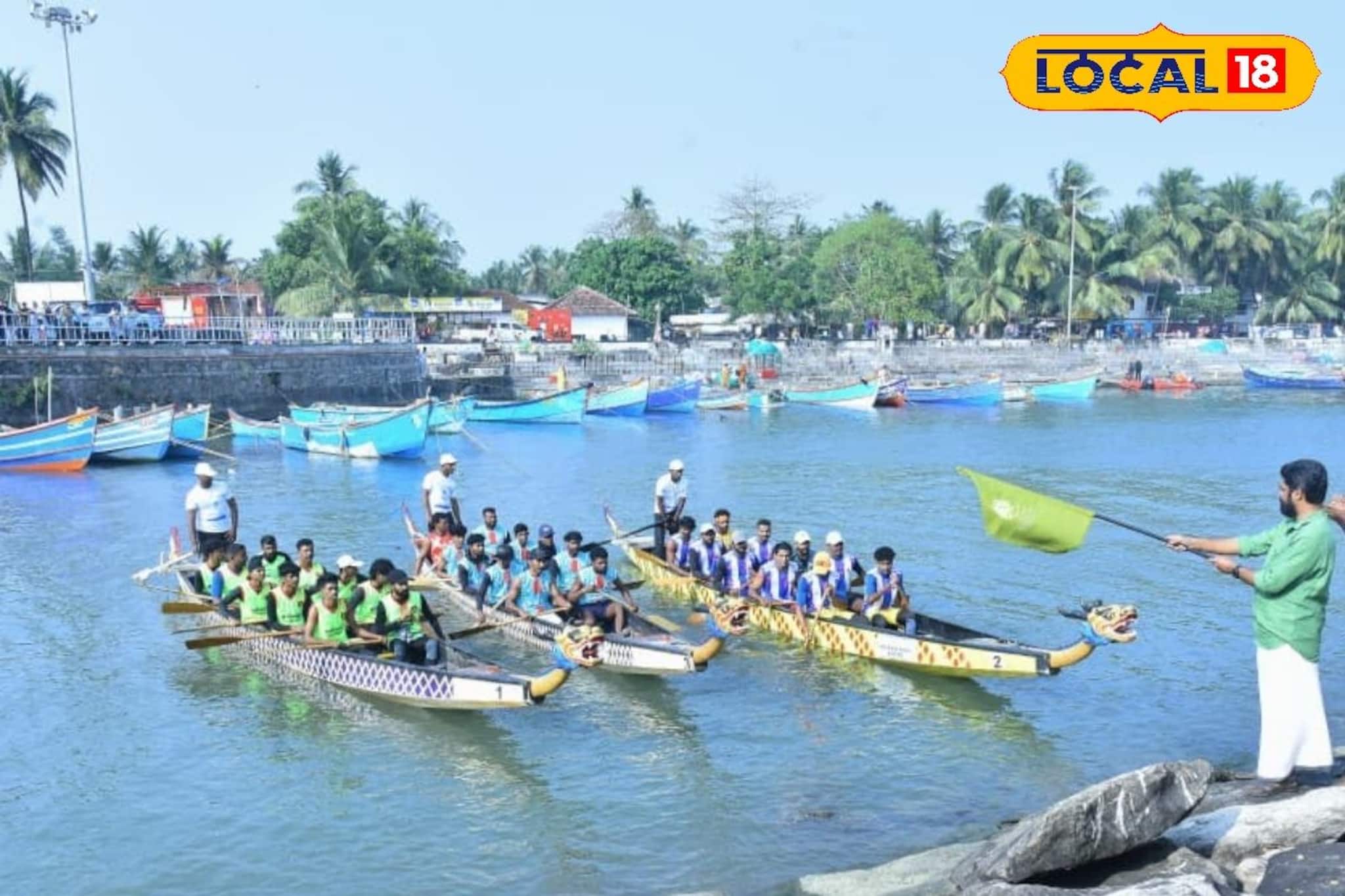 മലബാറിൽ ആദ്യമായി ഡ്രാഗൺ ബോട്ട് പോരാട്ടം; വള്ളംകളി പ്രേമികളെ ആവേശത്തിലാഴ്ത്തി വ്യാളി ബോട്ടുകൾ
