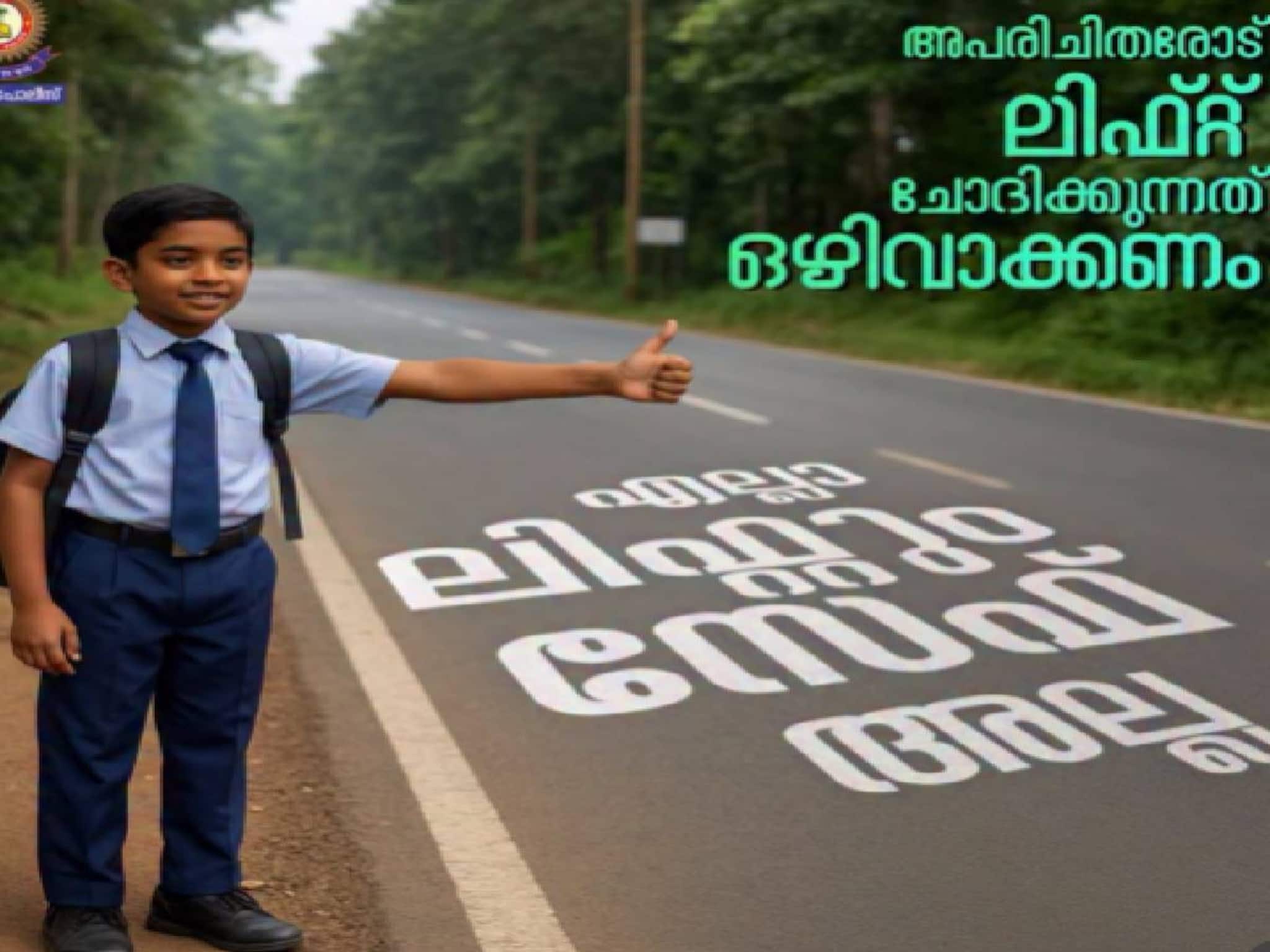 ' എല്ലാ വണ്ടിക്കും കൈ കാണിച്ച് അപകടം വരുത്തരുത് ;സ്കൂൾ കുട്ടികളോട് കേരള പൊലീസ്