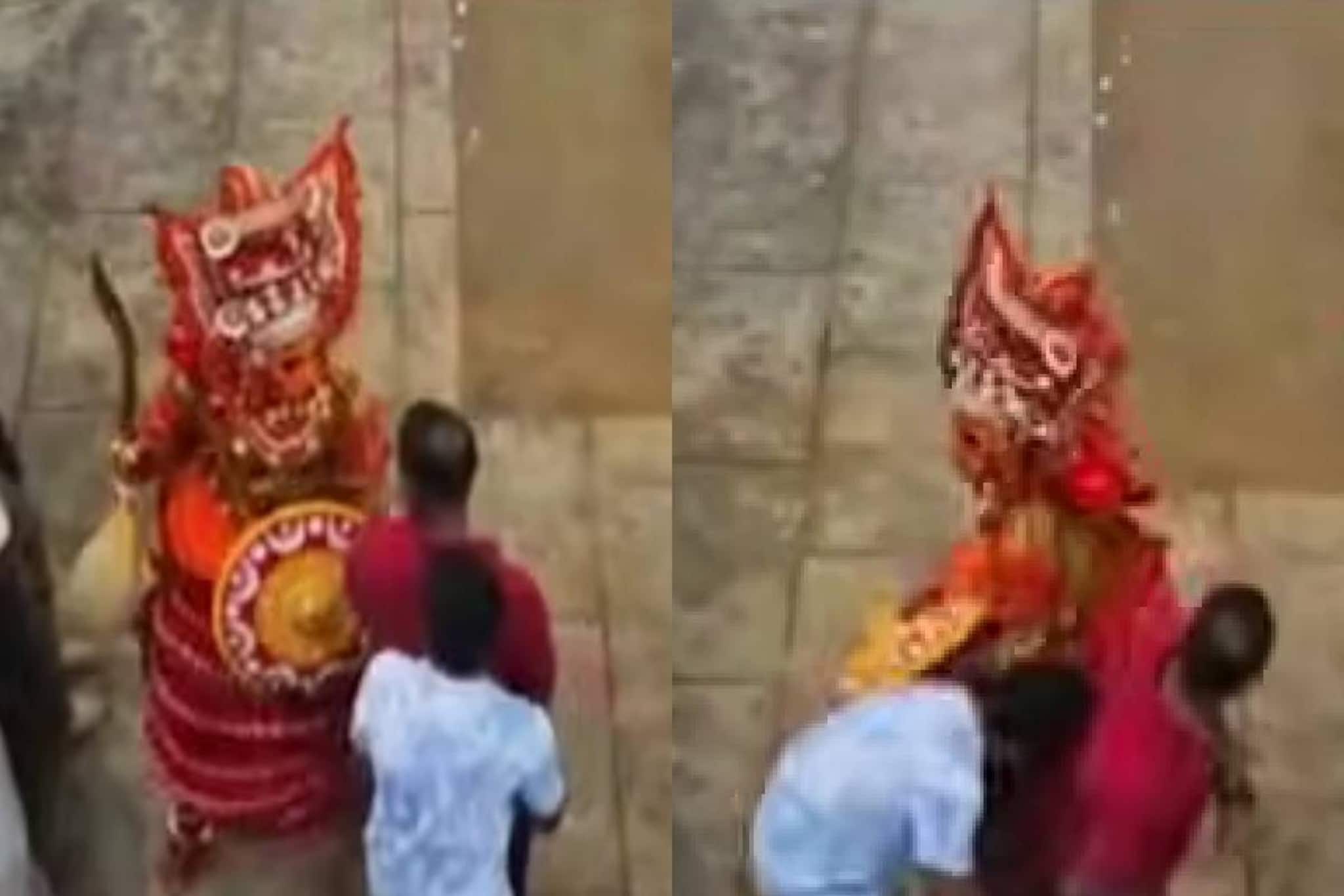 കാസർഗോഡ് ക്ഷേത്രോത്സവത്തിനിടെ തെയ്യത്തിൻ്റെ അടിയേറ്റ് യുവാവ് ബോധരഹിതനായി കാസർഗോഡ് ക്ഷേത്രോത്സവത്തിനിടെ തെയ്യത്തിൻ്റെ അടിയേറ്റ് യുവാവ് ബോധരഹിതനായി