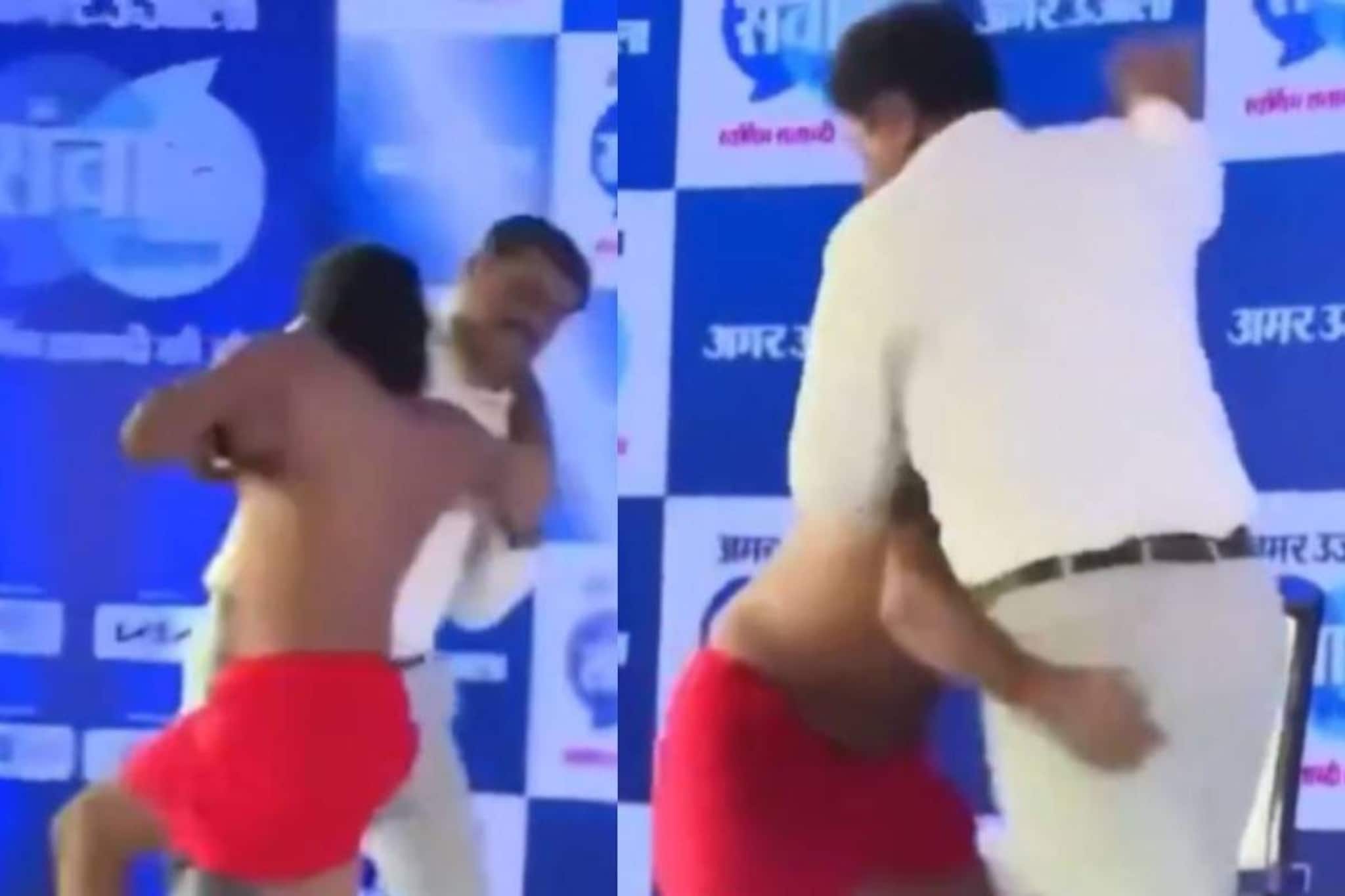 ആശാന് അടിതെറ്റി; ബാബാ രാംദേവും മാധ്യമപ്രവർത്തകനും തമ്മിൽ വേദിയിൽ നടന്ന ഗുസ്തി പിടിത്തം വൈറൽ