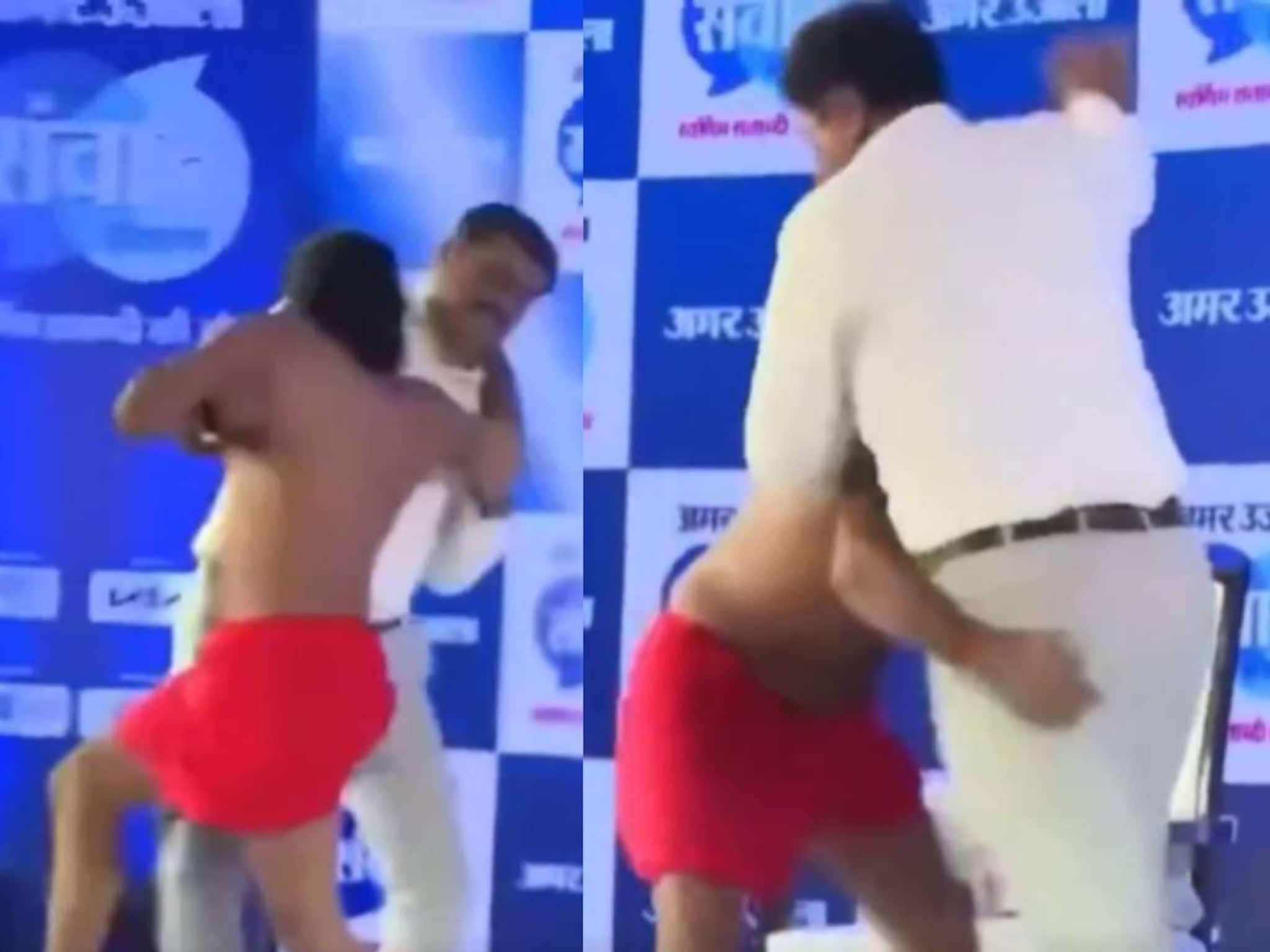 ആശാന് അടിതെറ്റി; ബാബാ രാംദേവും മാധ്യമപ്രവർത്തകനും തമ്മിൽ വേദിയിൽ നടന്ന ഗുസ്തി പിടിത്തം വൈറൽ