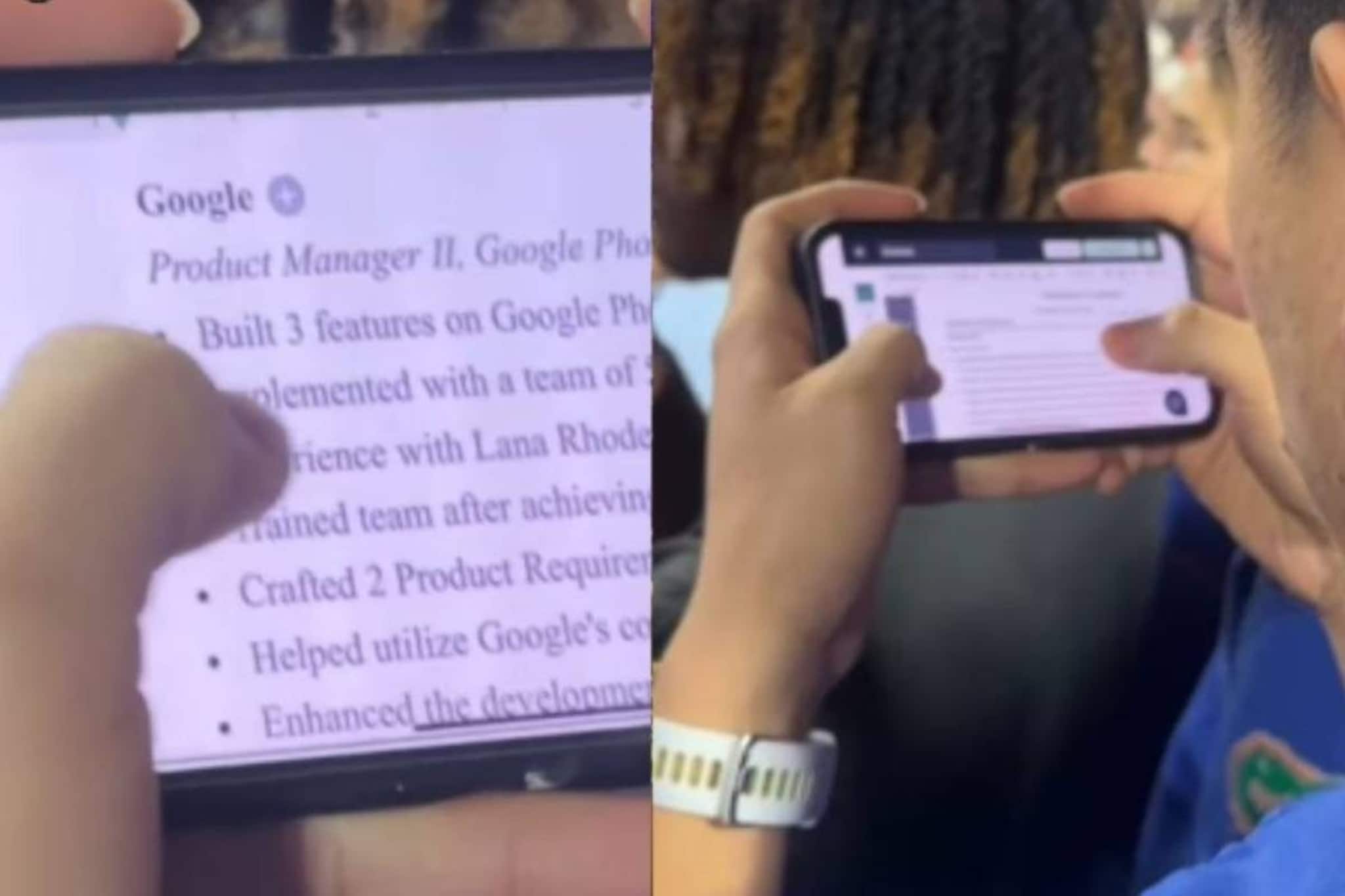 ഫുട്‌ബോള്‍ മാച്ചിനിടെ ജോലി തേടുന്ന  യുവാവ്; വൈറല്‍ വീഡിയോ