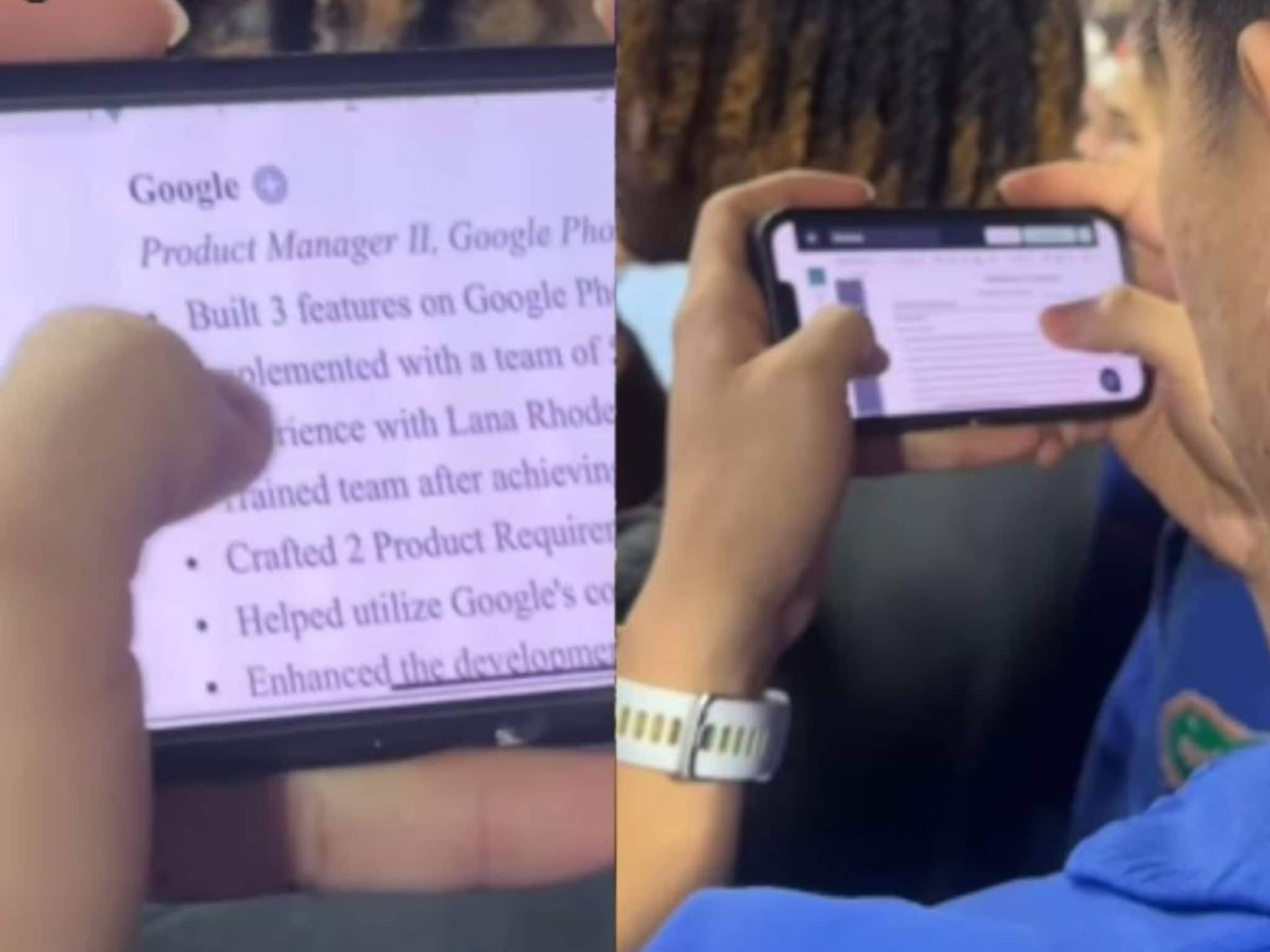 ഫുട്‌ബോള്‍ മാച്ചിനിടെ ജോലി തേടുന്ന  യുവാവ്; വൈറല്‍ വീഡിയോ