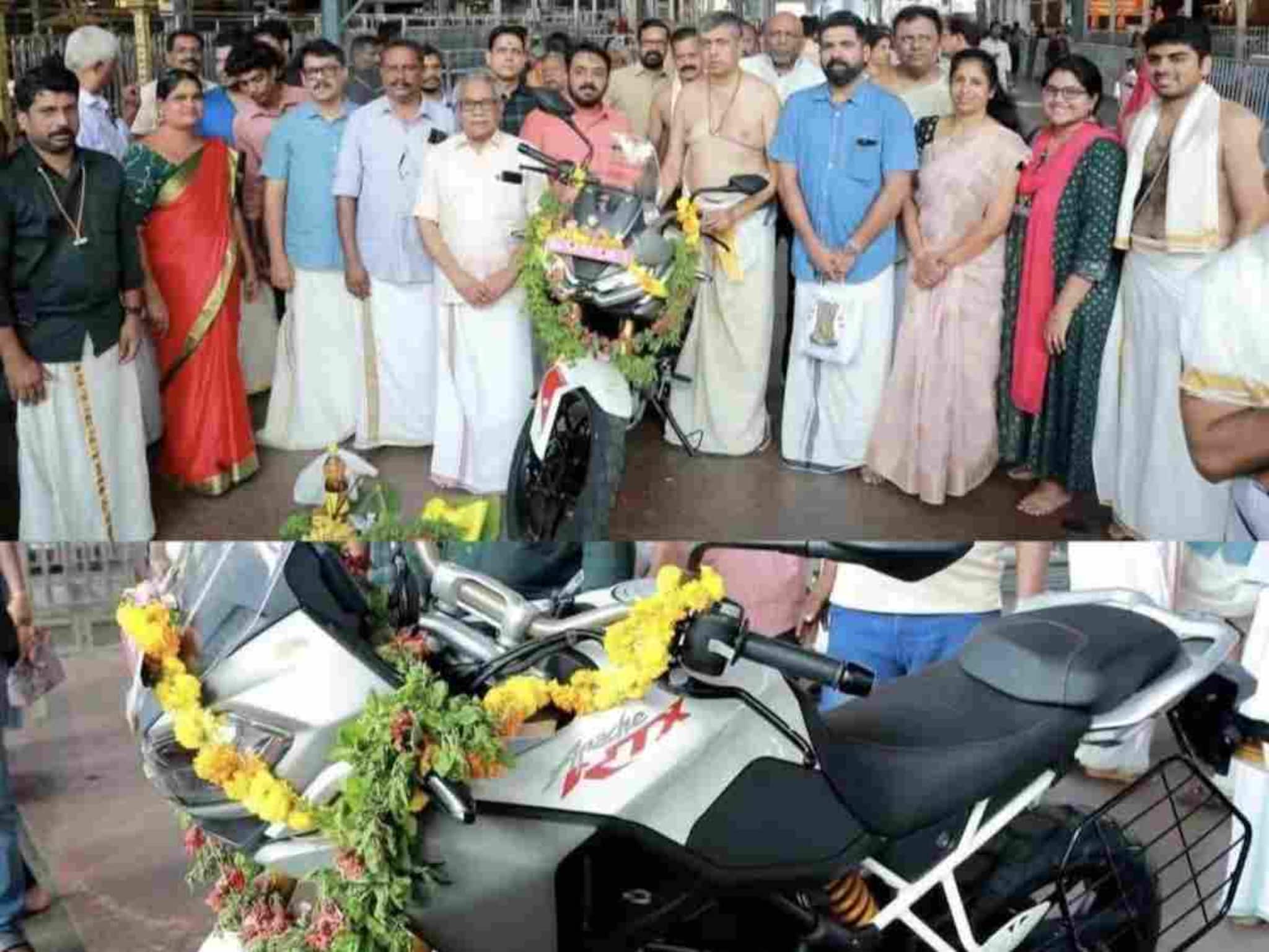 ഗുരുവായൂരപ്പന് വഴിപാടായി 300 CC ടിവിഎസ് അപ്പാച്ചെ ആർടിഎക്സ് ബൈക്ക്