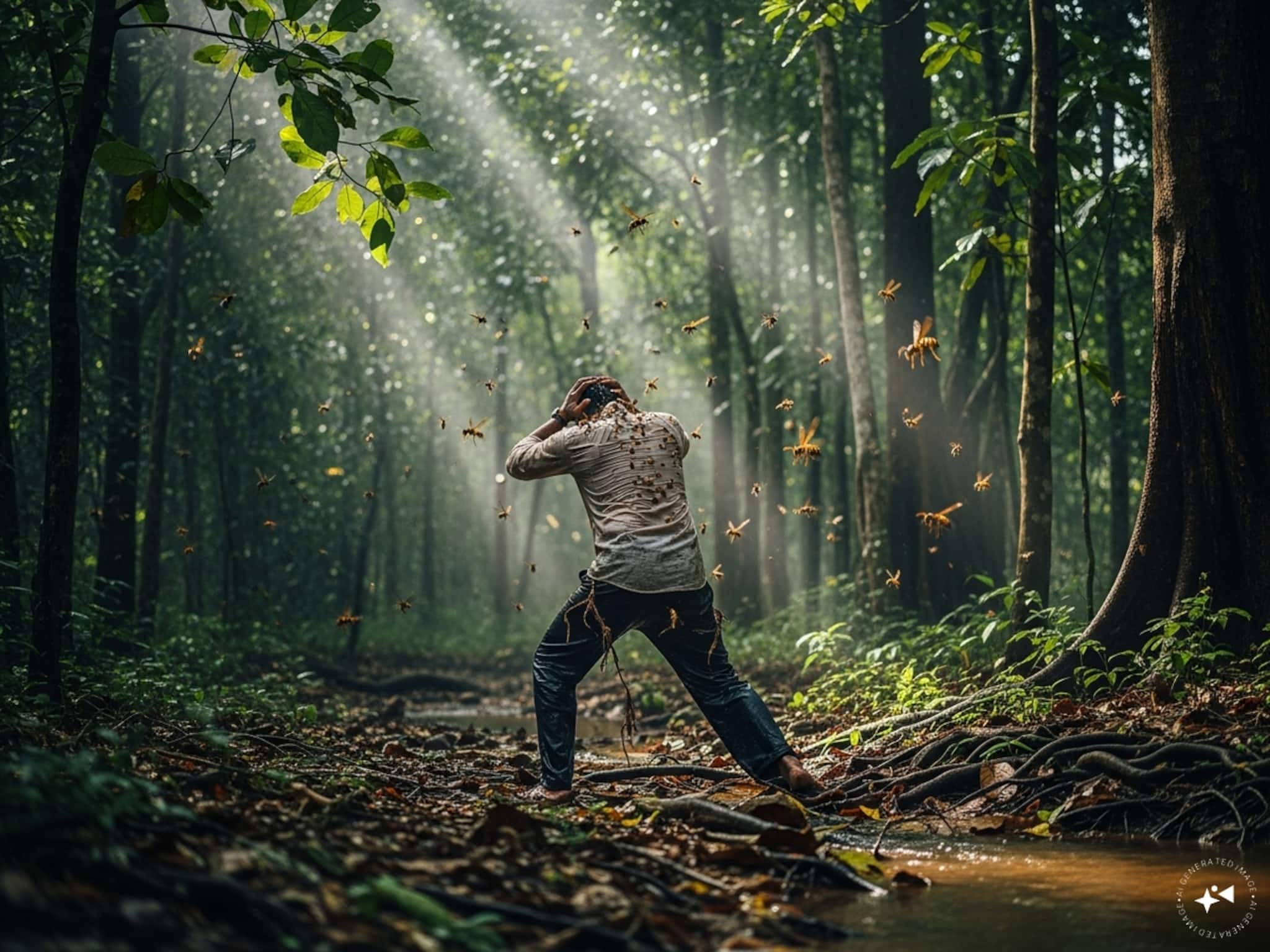 ഒരു വീട്ടിലെ മൂന്നുപേരെ കുത്തി പരിക്കേൽപ്പിച്ച് കാടുകയറിയ പ്രതിയെ കടന്നൽകൂട്ടം ആക്രമിച്ച് പുറത്തെത്തിച്ചു ഒരു വീട്ടിലെ മൂന്നുപേരെ കുത്തി പരിക്കേൽപ്പിച്ച് കാടുകയറിയ പ്രതിയെ കടന്നൽകൂട്ടം ആക്രമിച്ച് പുറത്തെത്തിച്ചു