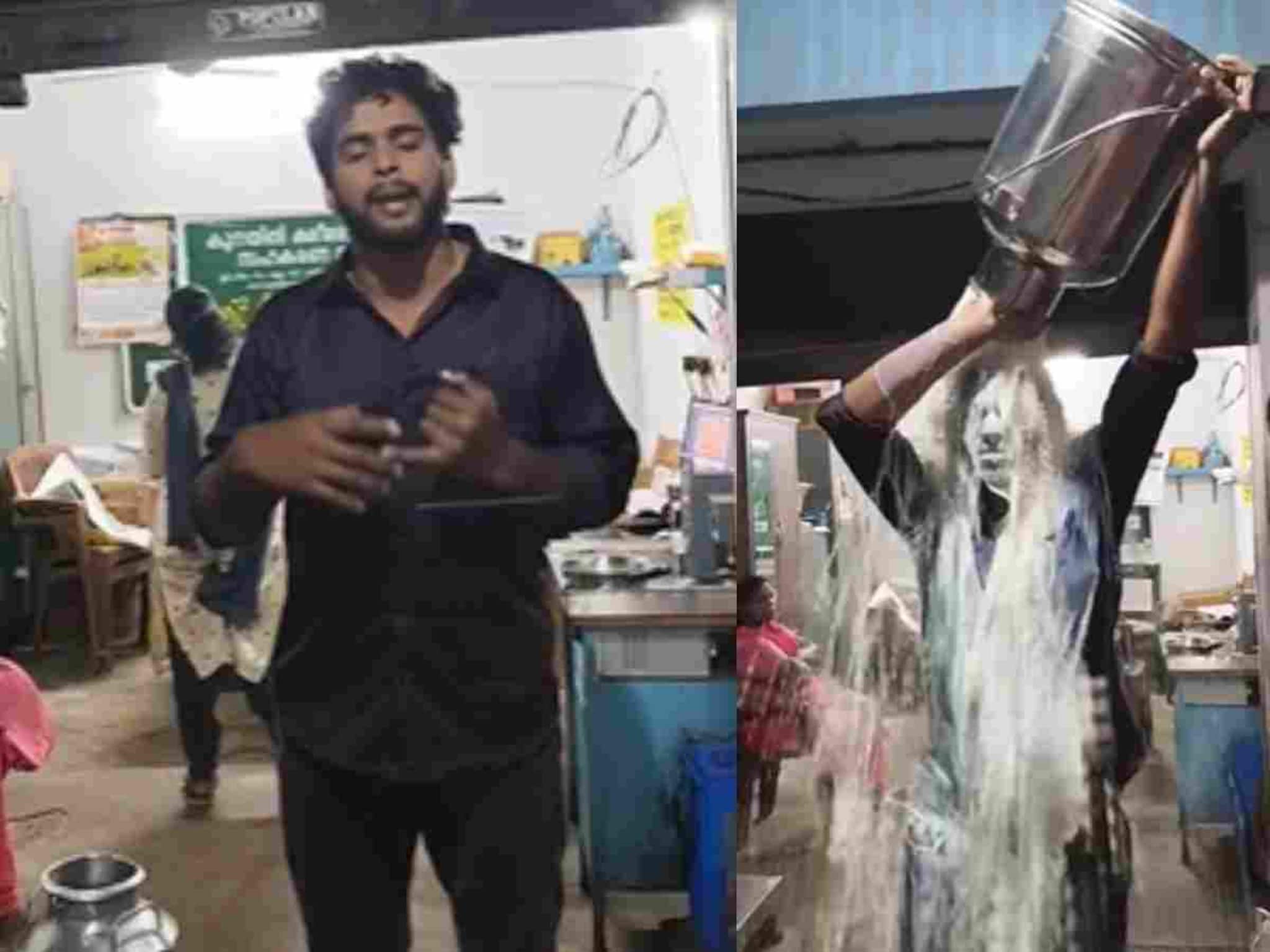 ക്ഷീര വികസന മന്ത്രിയുടെ ജില്ലയിൽ സൊസൈറ്റിക്ക് എതിരെ പാൽ തലയിൽ ഒഴിച്ച് ക്ഷീര കർഷകൻ്റെ പ്രതിഷേധം