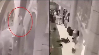 മക്ക ഗ്രാൻഡ് മോസ്കിന്റെ മുകളിലത്തെ നിലയിൽ നിന്ന് ചാടി ഒരാൾ ജീവനൊടുക്കാൻ ശ്രമിച്ചു. (ചിത്രം: X)