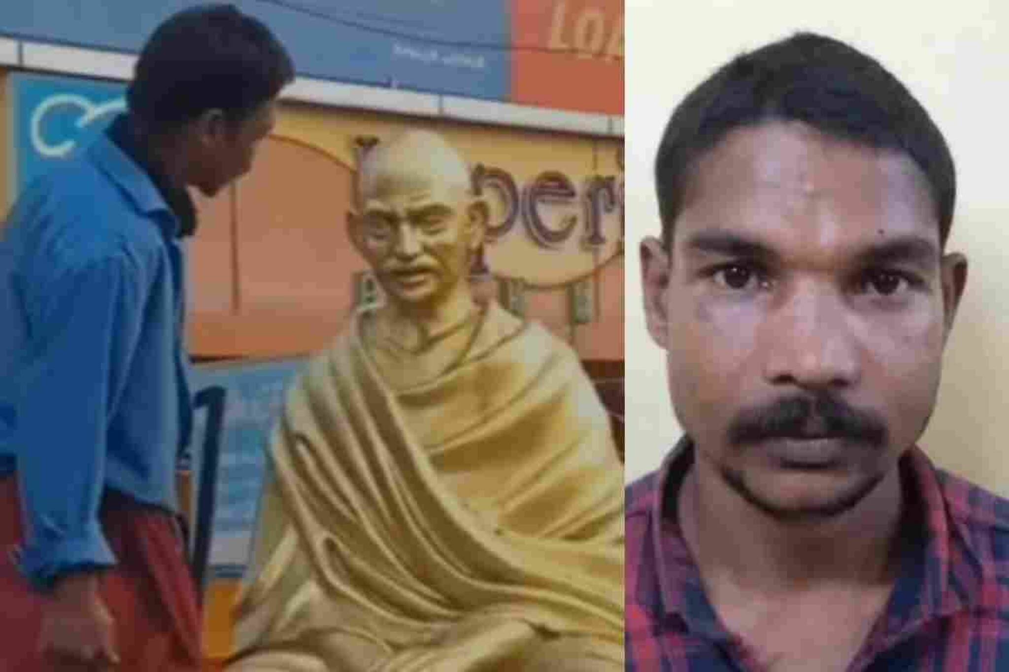 കൊല്ലത്ത് ഗാന്ധിപ്രതിമയ്ക്ക് ചെകിട്ടത്തടിയും അസഭ്യവര്‍ഷവും; 41കാരനായ ഹരിലാല്‍ അറസ്റ്റില്‍