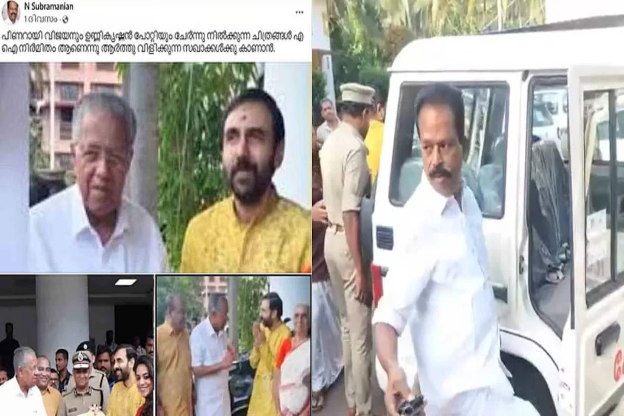 ഉണ്ണികൃഷ്ണൻ പോറ്റിയും മുഖ്യമന്ത്രിയും ഒന്നിച്ചുള്ള AI ചിത്രത്തിൽ കേസ്‌; കോൺഗ്രസ് നേതാവ് കസ്റ്റഡിയിൽ