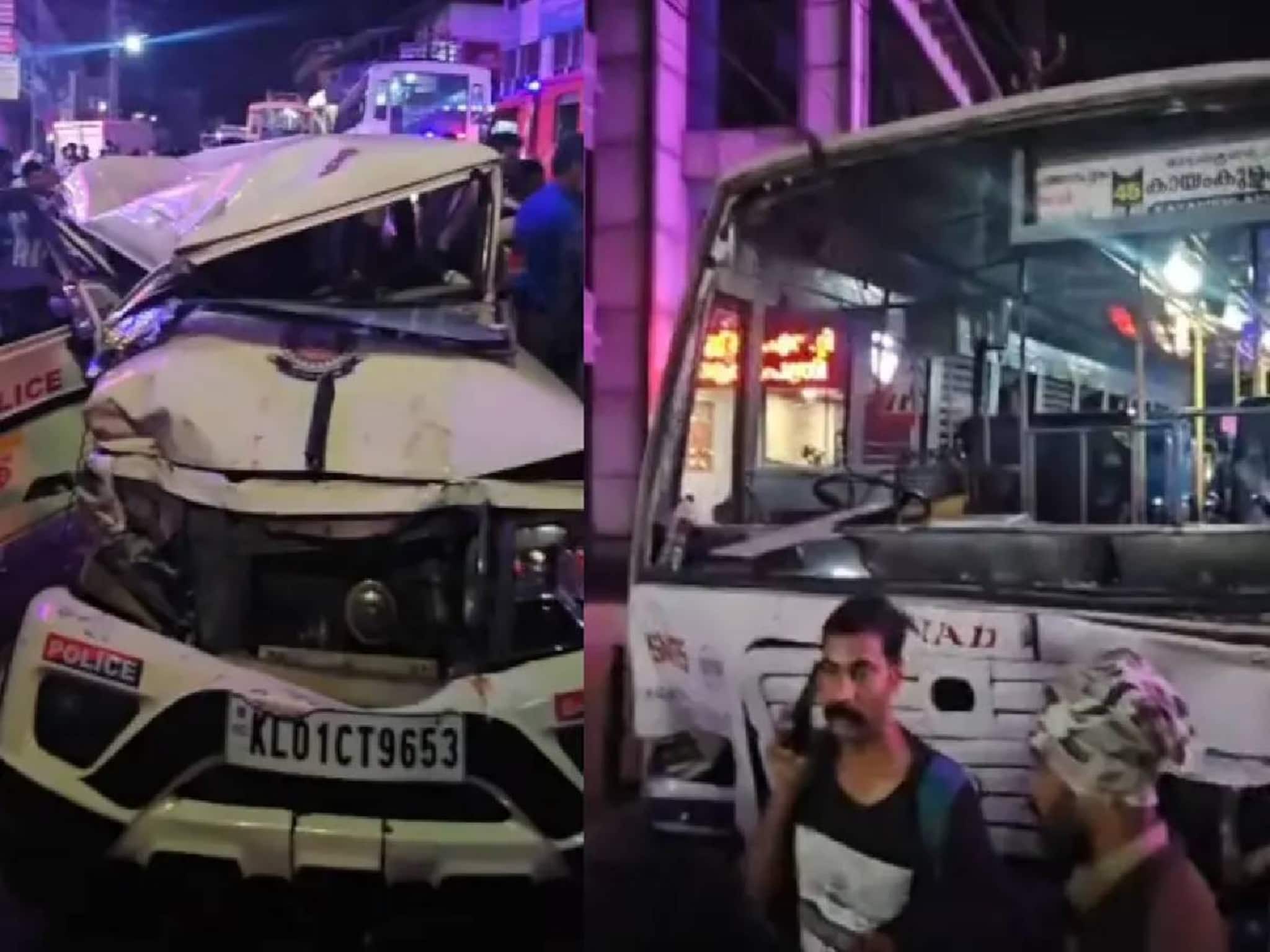 അടൂരിൽ പ്രതികളുമായി ജയിലിലേക്ക് പോയ പോലീസ് ജീപ്പിൽ KSRTC ബസ് ഇടിച്ച് ASI ഉൾപ്പെടെ 6 പേർക്ക് പരിക്ക്