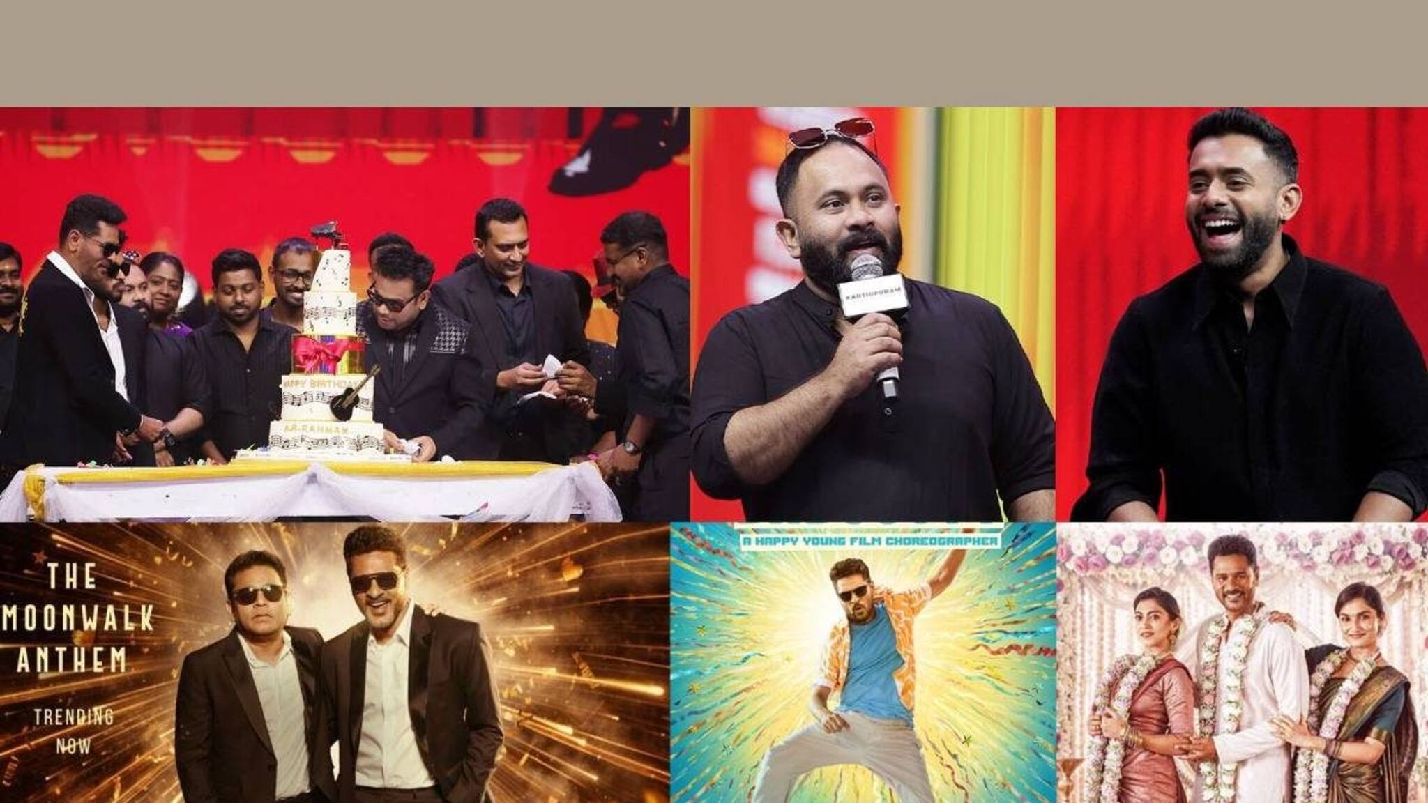 പ്രഭുദേവ- റഹ്മാൻ കോംബോ വീണ്ടും; 'മൂൺ വാക്ക്' ഓഡിയോ ലോഞ്ചിൽ കേക്ക് മുറിച്ച് ജന്മദിനം ആഘോഷിച്ച് എ.ആർ. റഹ്മാൻ