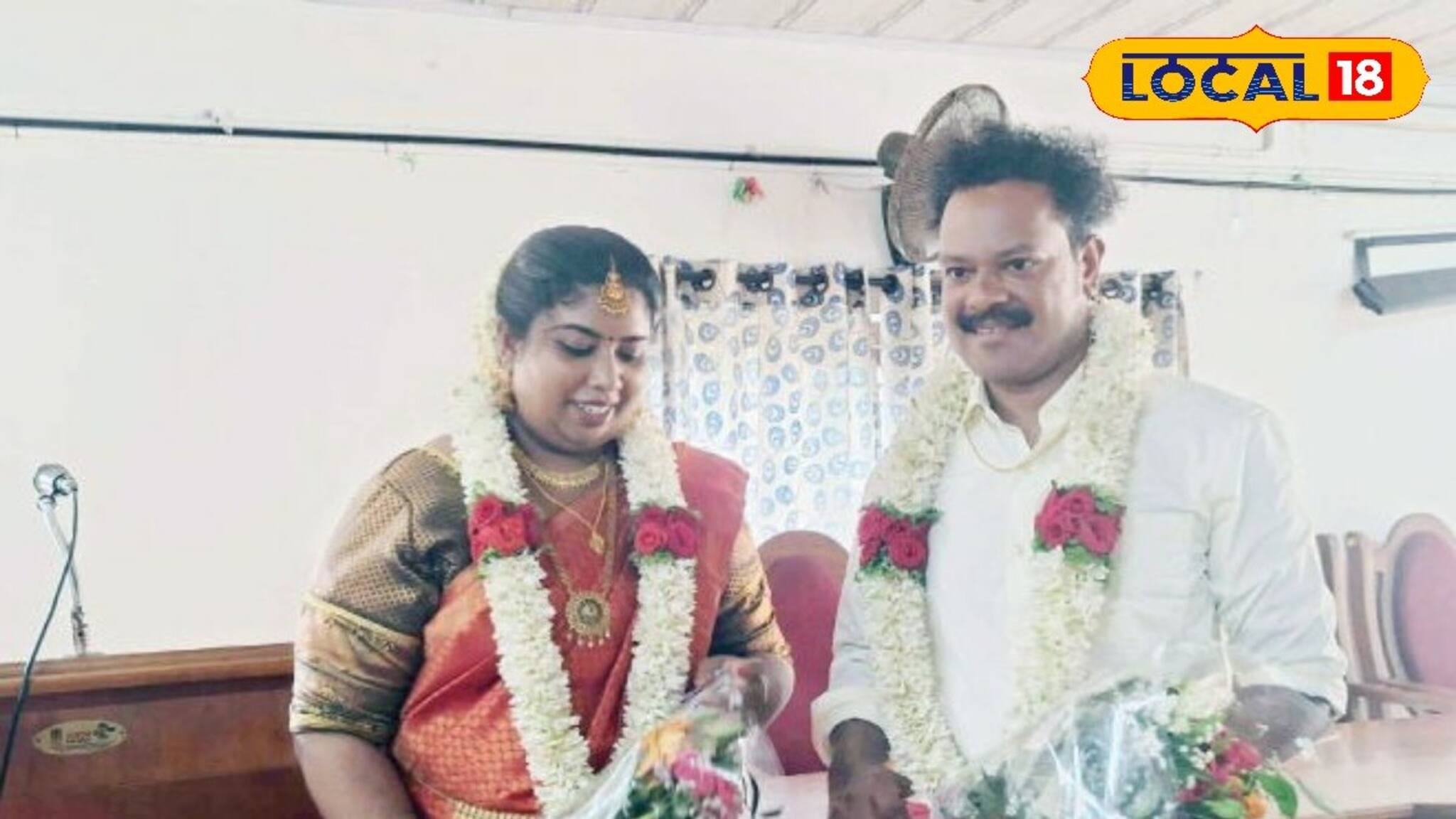 ആഡംബരങ്ങളില്ല, ആൾക്കൂട്ടവുമില്ല; കുന്നോത്ത് പറമ്പ് പഞ്ചായത്ത് ഹാളിൽ മംഗല്യം ചാർത്തി ചന്ദ്രനും ഗാനയും