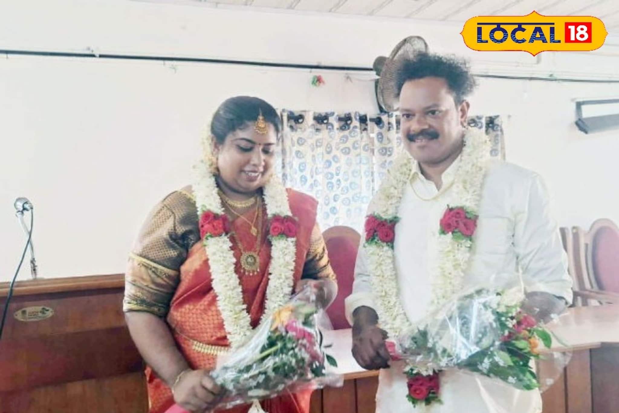 ആഡംബരങ്ങളില്ല, ആൾക്കൂട്ടവുമില്ല; കുന്നോത്ത് പറമ്പ് പഞ്ചായത്ത് ഹാളിൽ മംഗല്യം ചാർത്തി ചന്ദ്രനും ഗാനയും