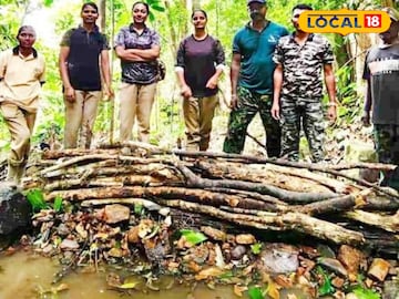 വനപാലകർ ചെക്ക് ഡാം നിർമ്മിക്കുന്നു വനപാലകർ ചെക്ക് ഡാം നിർമ്മിക്കുന്നു