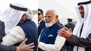 യുഎഇ പ്രസിഡന്റ് ഷെയ്ഖ് മുഹമ്മദ് ബിൻ സായിദ് അൽ നഹ്യാനും ഇന്ത്യൻ പ്രധാനമന്ത്രി നരേന്ദ്ര മോദിയും