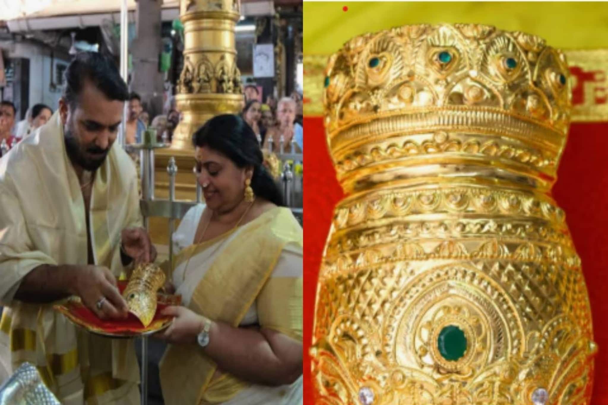 ഗുരുവായൂരപ്പന് വഴിപാടായി കല്ലുകൾ പതിച്ച 21.75 പവൻ സ്വർണകിരീടം സമർപ്പിച്ച് തൃശൂരിലെ വ്യവസായി