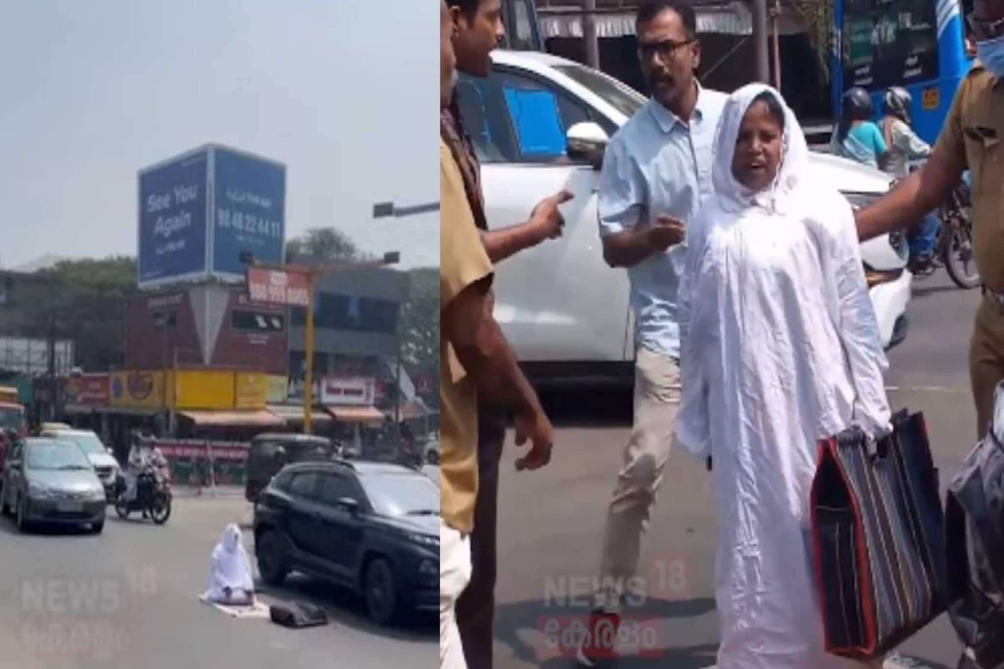 പാലക്കാട് നടുറോഡിൽ സ്ത്രീ നിസ്കരിച്ചു; ഭർതൃവീട്ടിൽ നിന്ന് അവകാശപ്പെട്ട സ്വത്ത് ലഭിക്കാനെന്ന് സൂചന