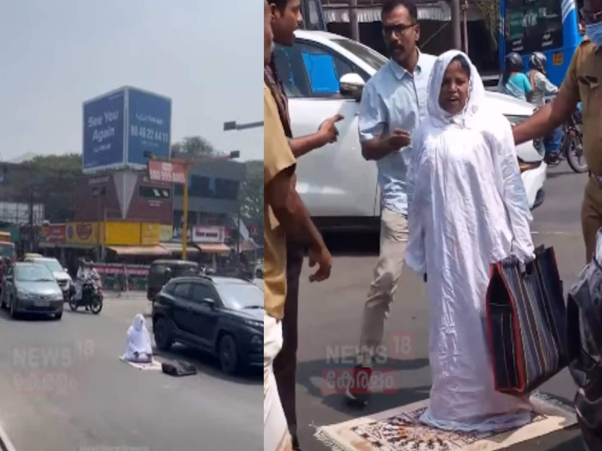 പാലക്കാട് നടുറോഡിൽ സ്ത്രീ നിസ്കരിച്ചു; ഭർതൃവീട്ടിൽ നിന്ന് അവകാശപ്പെട്ട സ്വത്ത് ലഭിക്കാനെന്ന് സൂചന