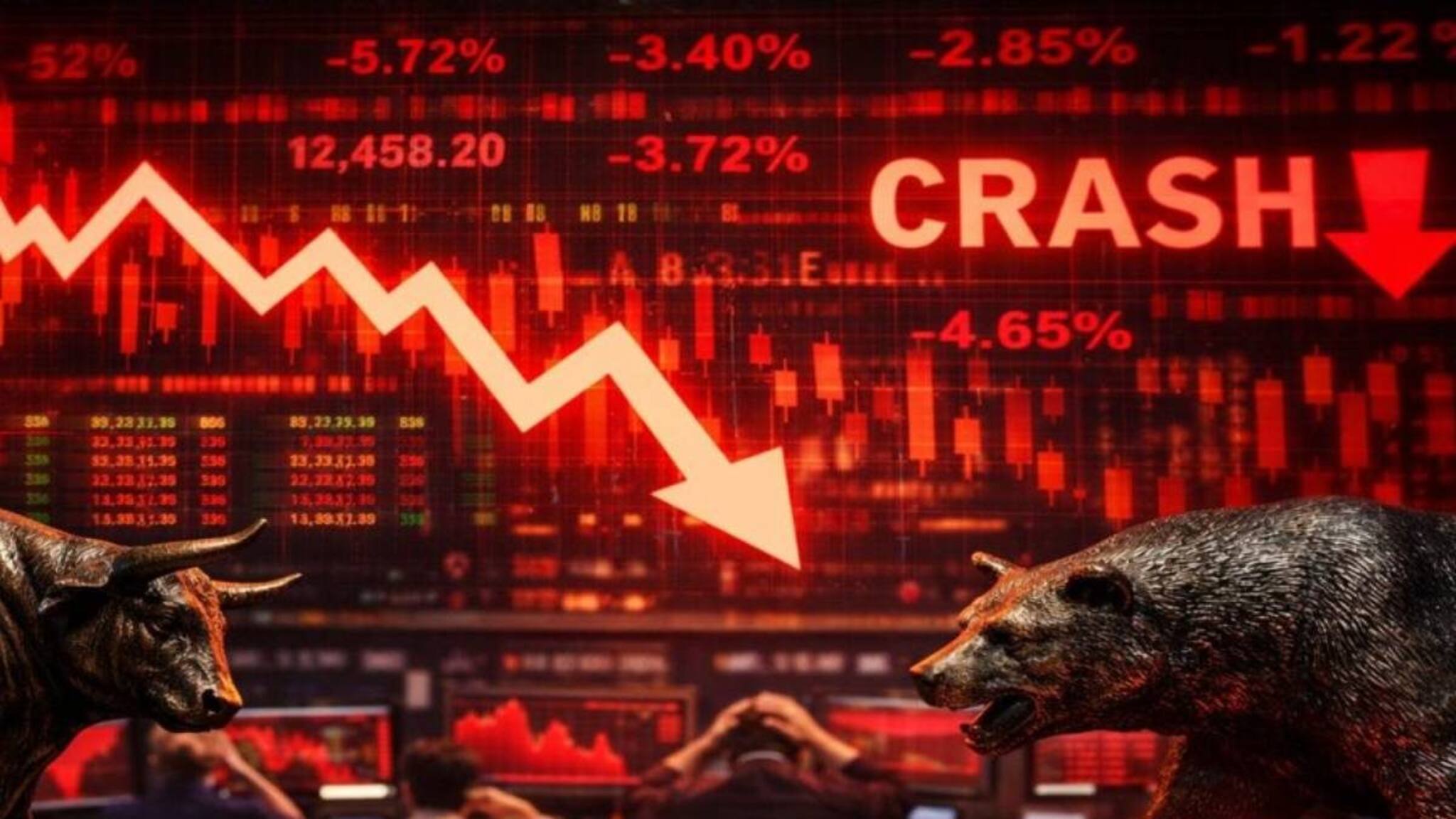 കൂപ്പുകുത്തി ഓഹരി വിപണി; മൂന്ന് ദിവസത്തിനുള്ളില്‍ 2400 പോയിന്റ് ഇടിഞ്ഞ് സെന്‍സെക്‌സ്, നിഫ്റ്റി 25,000ല്‍ താഴെ