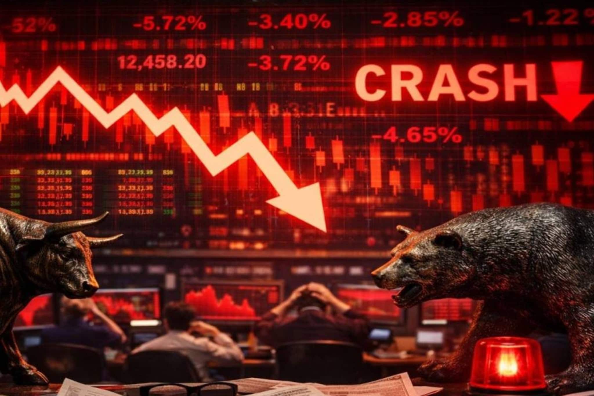 കൂപ്പുകുത്തി ഓഹരി വിപണി; മൂന്ന് ദിവസത്തിനുള്ളില്‍ 2400 പോയിന്റ് ഇടിഞ്ഞ് സെന്‍സെക്‌സ്, നിഫ്റ്റി 25,000ല്‍ താഴെ