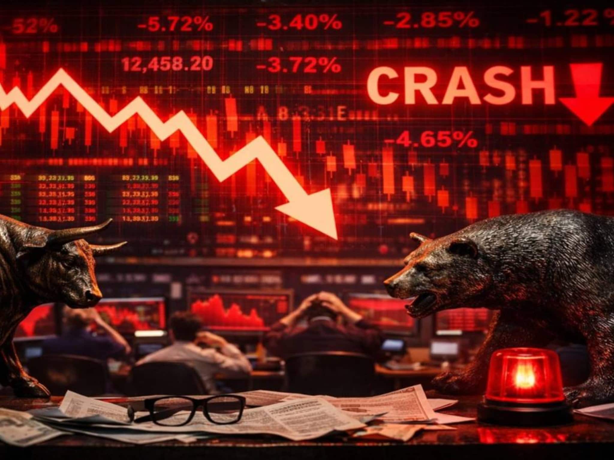 കൂപ്പുകുത്തി ഓഹരി വിപണി ; മൂന്ന് ദിവസത്തിനുള്ളില്‍ 2400 പോയിന്റ് ഇടിഞ്ഞ് സെന്‍സെക്‌സ്, നിഫ്റ്റി 25,000ല്‍ താഴെ