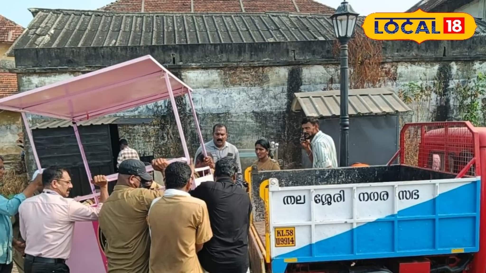 തലശ്ശേരിയിൽ 'ക്ലീൻ സിറ്റി' ഓപ്പറേഷൻ: കടൽപ്പാലത്തെ അനധികൃത കടകൾ നഗരസഭ പൊളിച്ചുനീക്കി